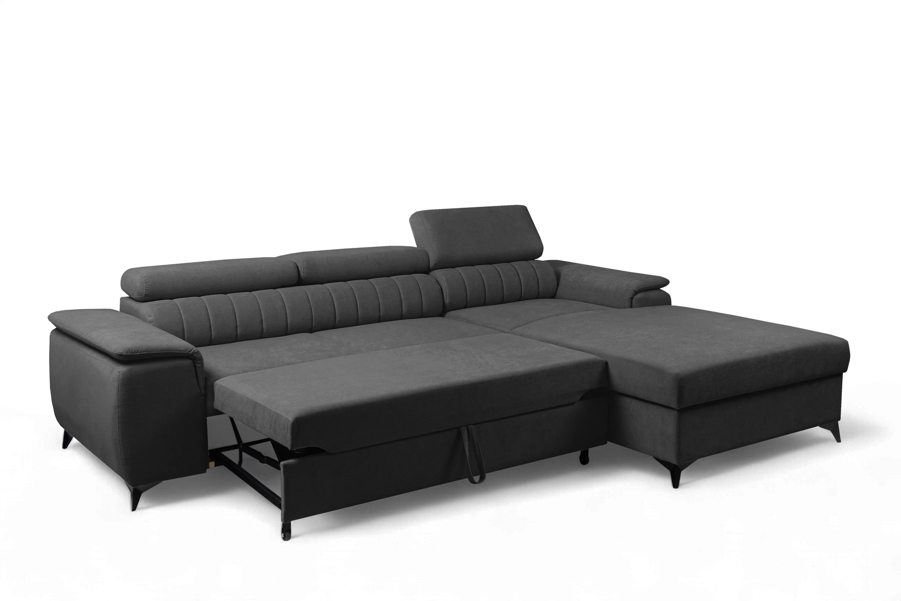 Rozkládací rohová sedací souprava Monrose Mini pravá - grafitová Pretty 21 Rohová sedací souprava Monrose L II rozkládací pravá - grafitová plusz Pretty 21