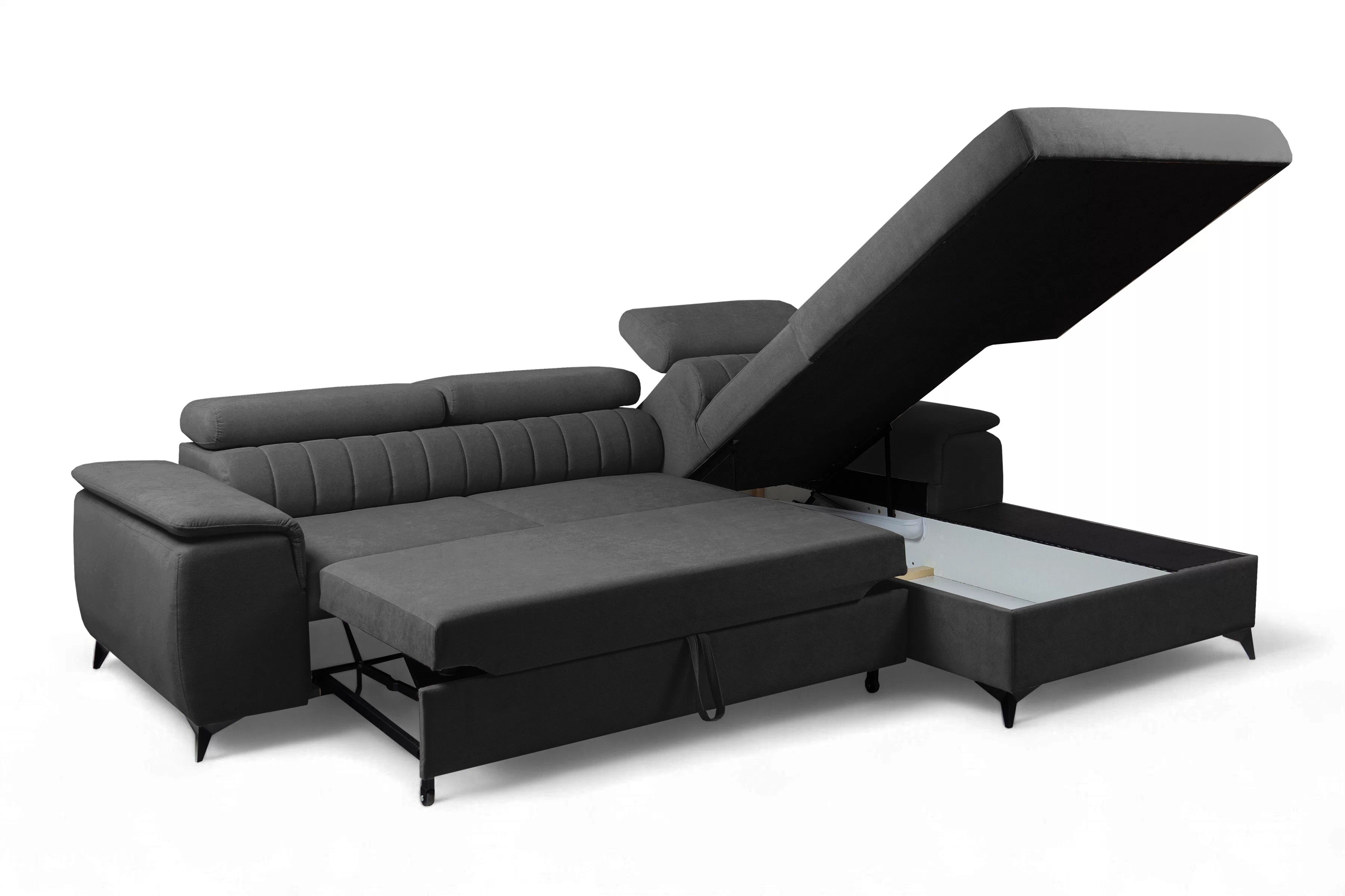 Rozkládací rohová sedací souprava Monrose Mini pravá - grafitová Pretty 21 Rohová sedací souprava Monrose L II rozkládací pravá - grafitová plusz Pretty 21