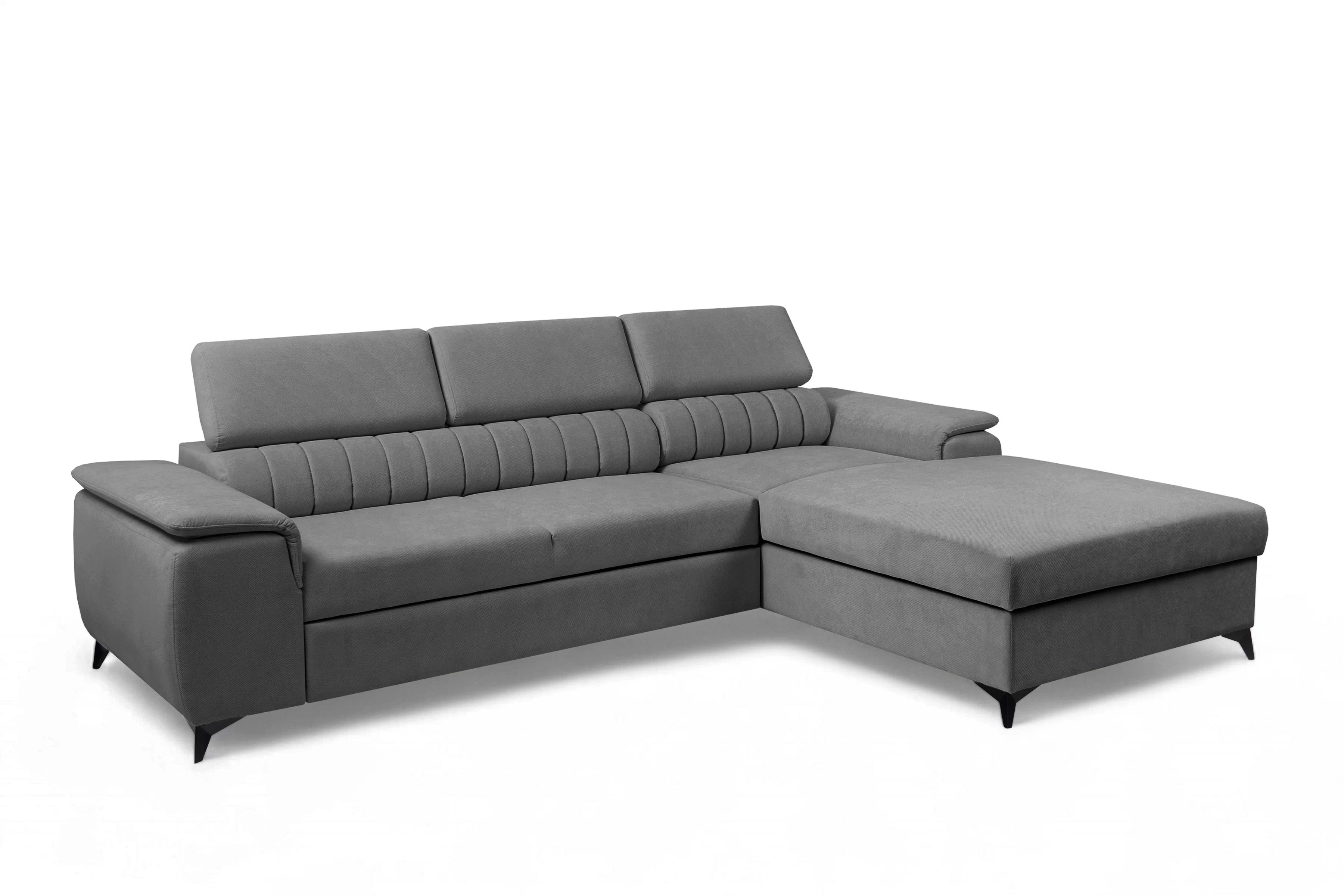 Rozkládací rohová sedací souprava Monrose Mini pravá - šedá Pretty 17 Rohová sedací souprava Monrose L II rozkládací pravá - šedá plusz Pretty 17