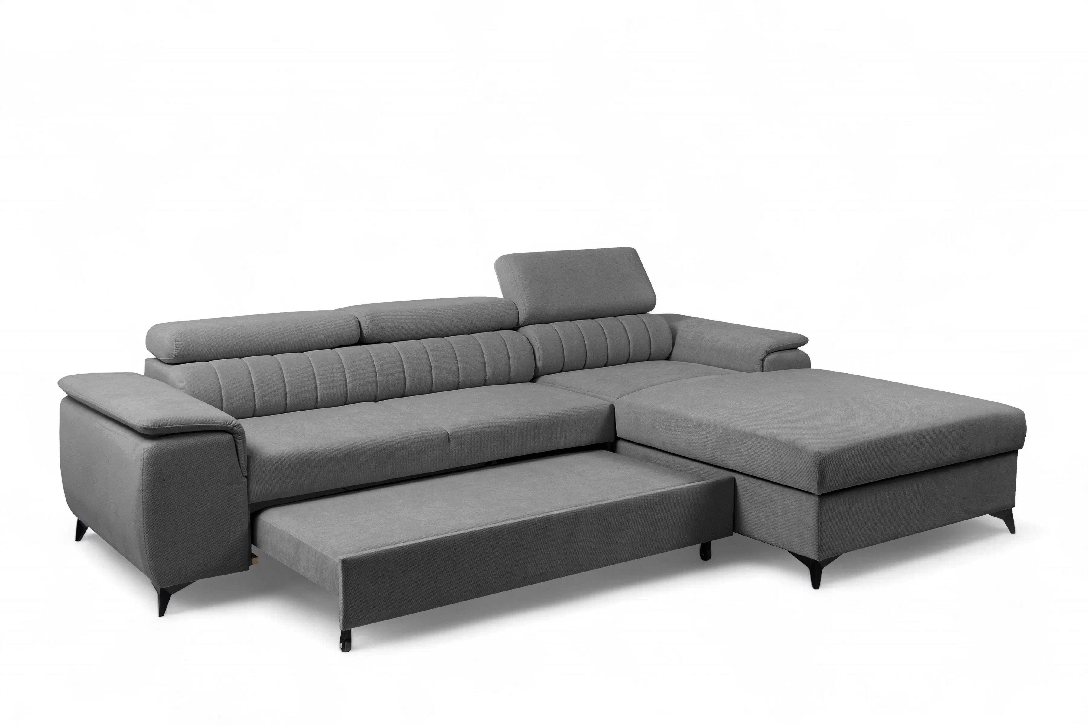 Rozkládací rohová sedací souprava Monrose Mini pravá - šedá Pretty 17 Rohová sedací souprava Monrose L II rozkládací pravá - šedá plusz Pretty 17