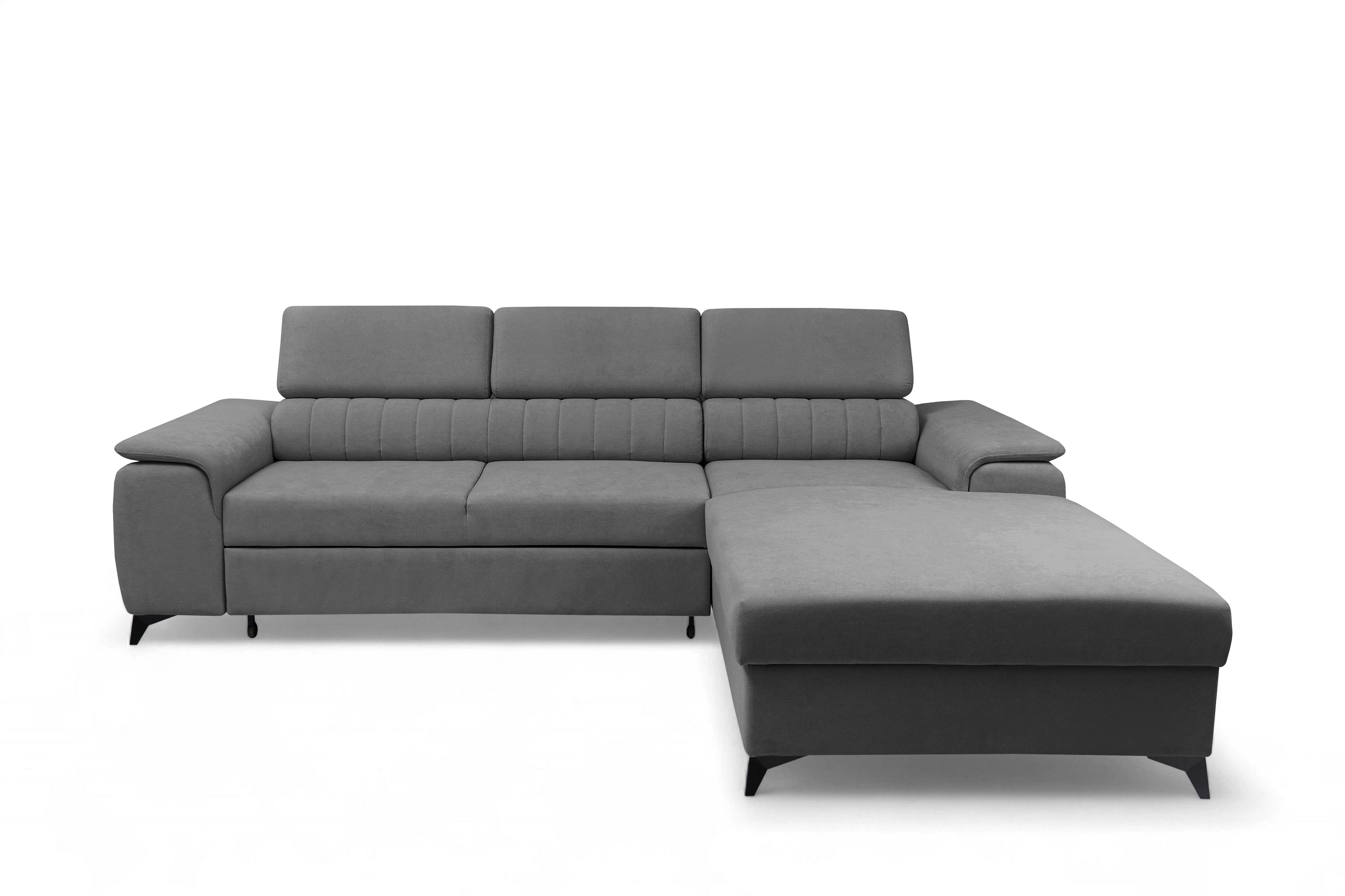 Rozkládací rohová sedací souprava Monrose Mini pravá - šedá Pretty 17 Rohová sedací souprava Monrose L II rozkládací pravá - šedá plusz Pretty 17