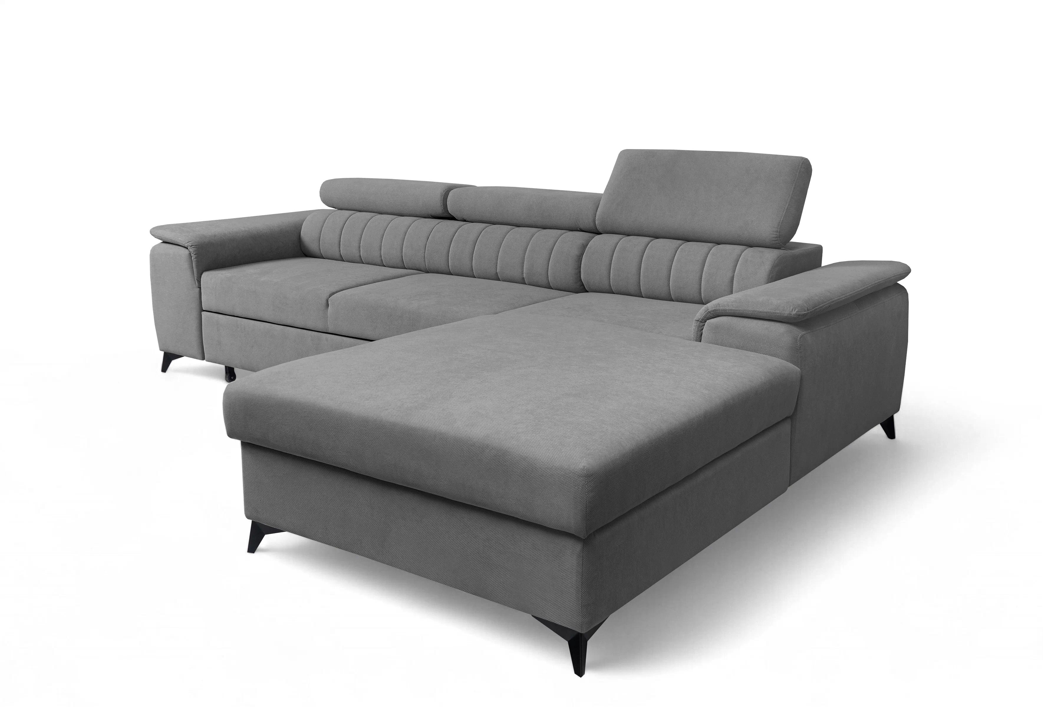 Rozkládací rohová sedací souprava Monrose Mini pravá - šedá Pretty 17 Rohová sedací souprava Monrose L II rozkládací pravá - šedá plusz Pretty 17