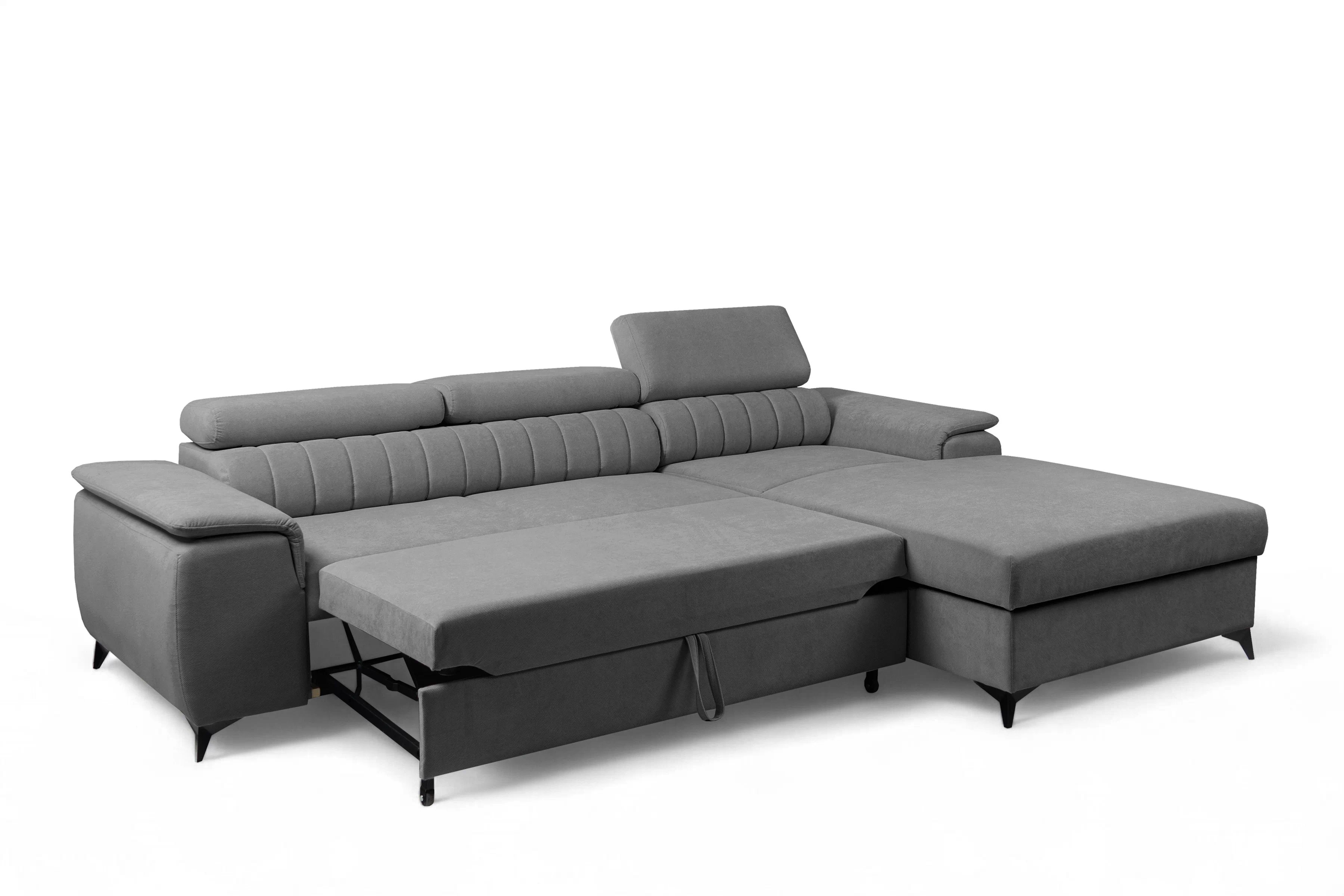 Rozkládací rohová sedací souprava Monrose Mini pravá - šedá Pretty 17 Rohová sedací souprava Monrose L II rozkládací pravá - šedá plusz Pretty 17