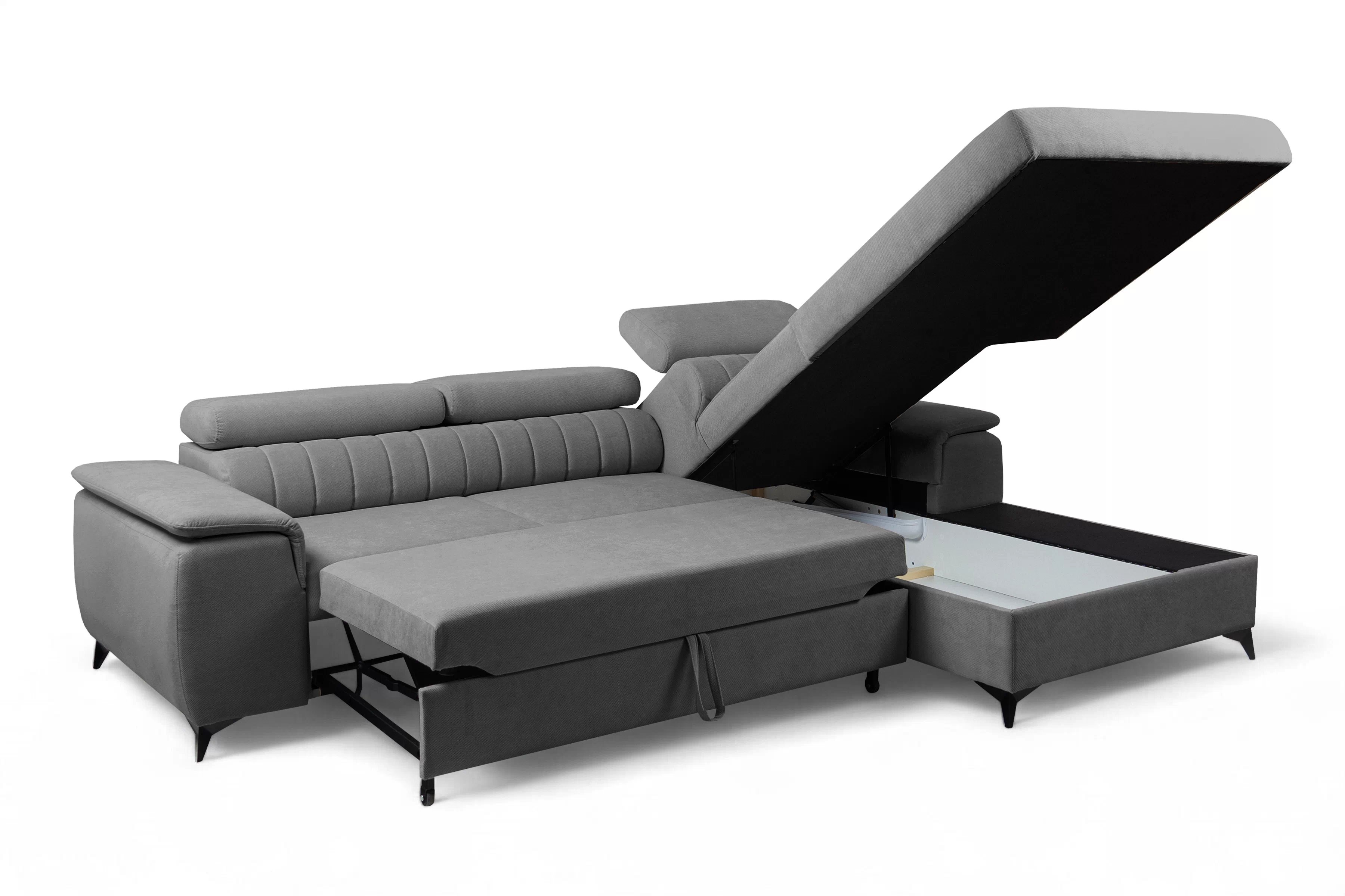 Rozkládací rohová sedací souprava Monrose Mini pravá - šedá Pretty 17 Rohová sedací souprava Monrose L II rozkládací pravá - šedá plusz Pretty 17