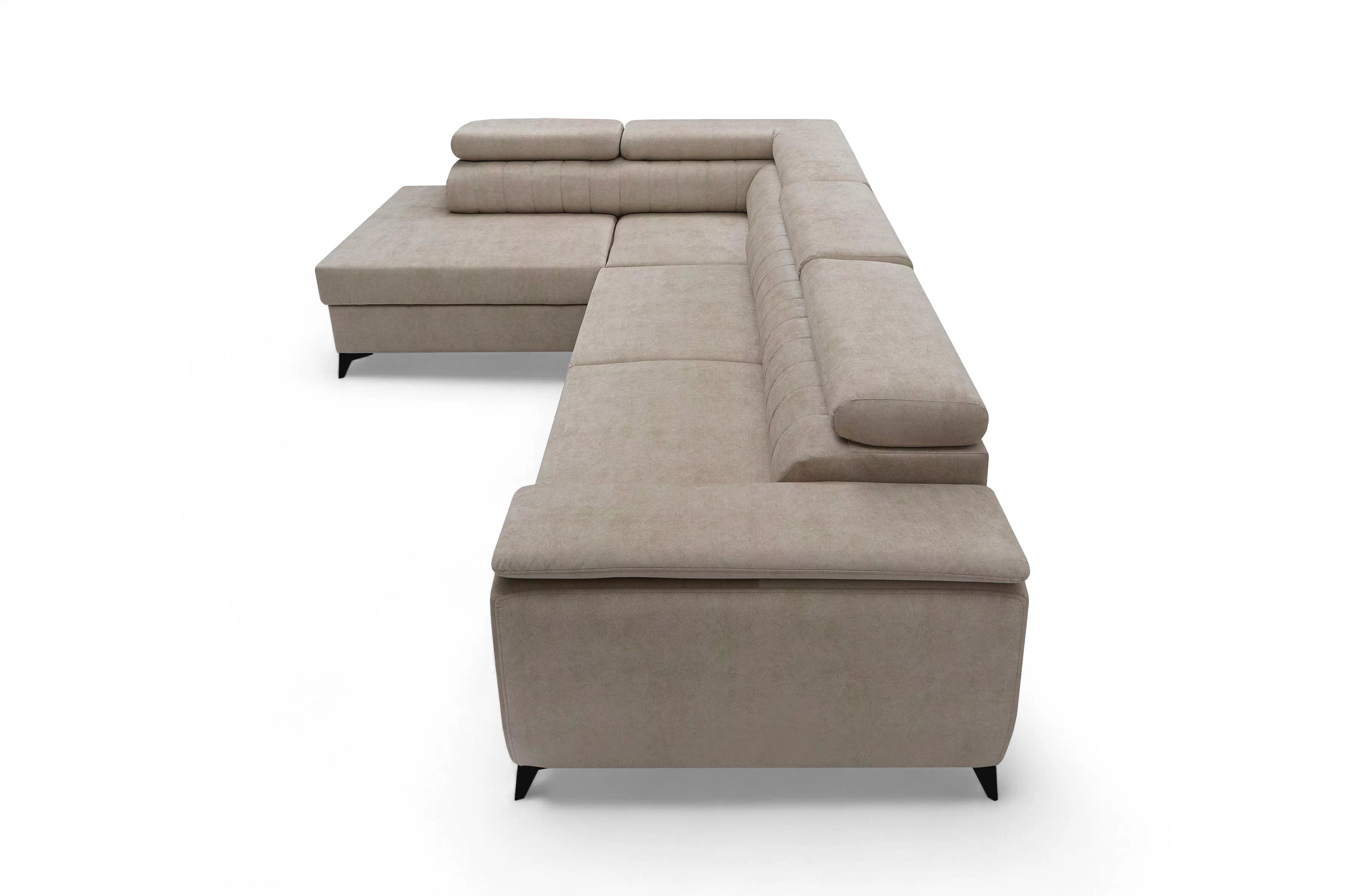 Rohová pohovka Monrose L levá s funkcí spánku - béžový welvet Zetta 291 Rohová sedací souprava Monrose L rozkládací levá - béžová welwet latwoczyszczacy Zetta 291