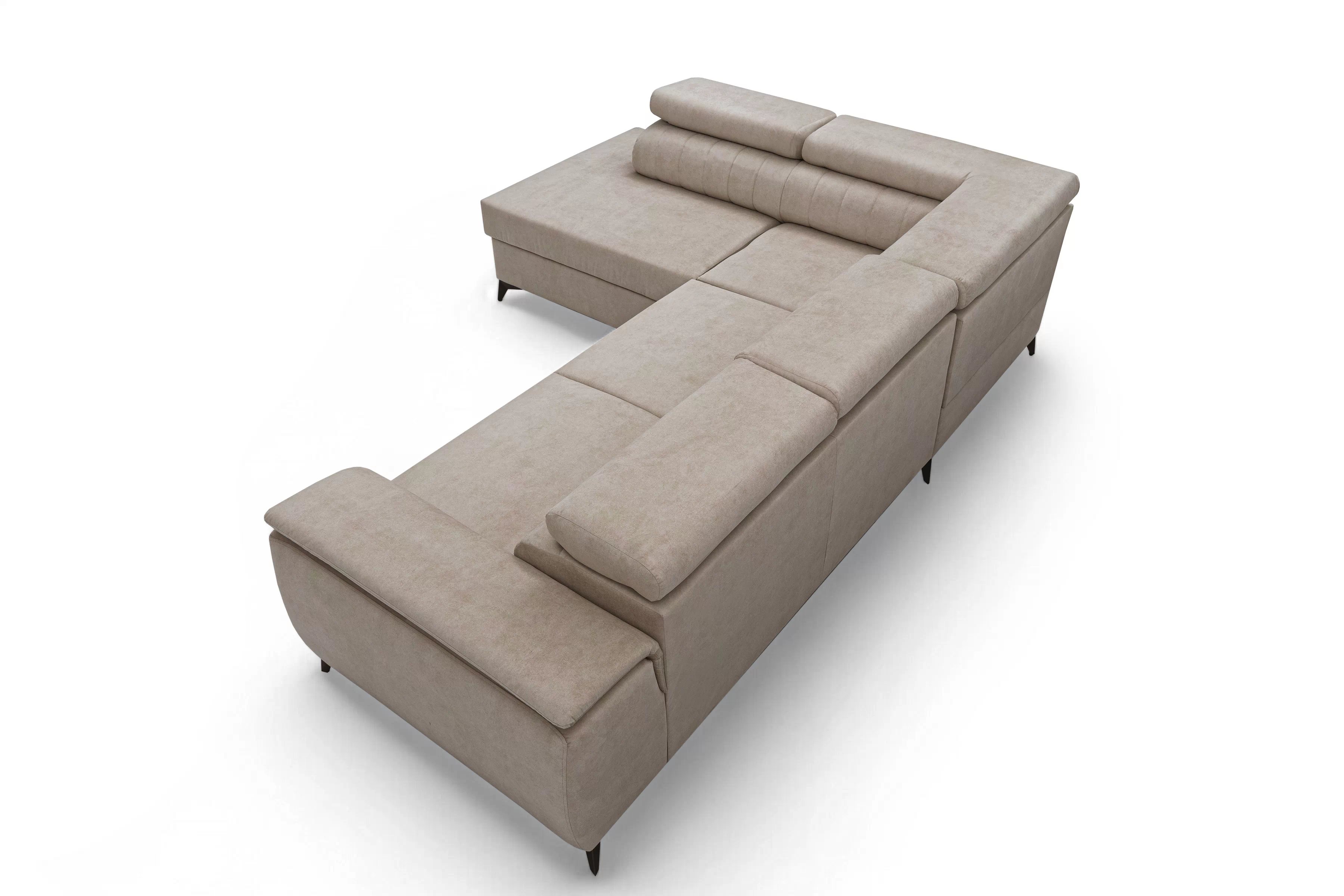 Rohová pohovka Monrose L levá s funkcí spánku - béžový welvet Zetta 291 Rohová sedací souprava Monrose L rozkládací levá - béžová welwet latwoczyszczacy Zetta 291