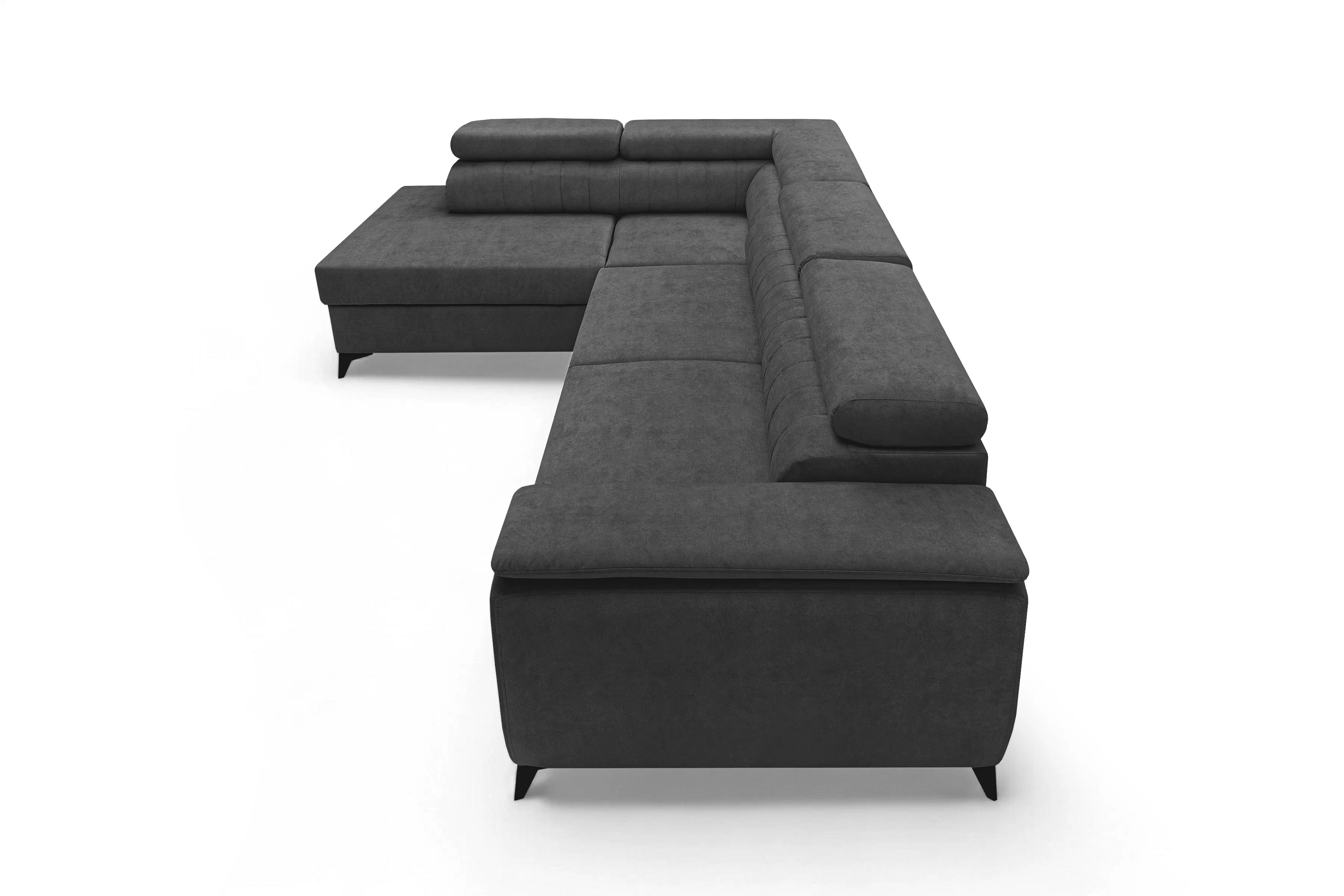 Rohová pohovka Monrose L levá s funkcí spánku - tmavě šedý welvet Zetta 305 Rohová sedací souprava Monrose L rozkládací levá - tmavě šedá welwet latwoczyszczacy Zetta 305 