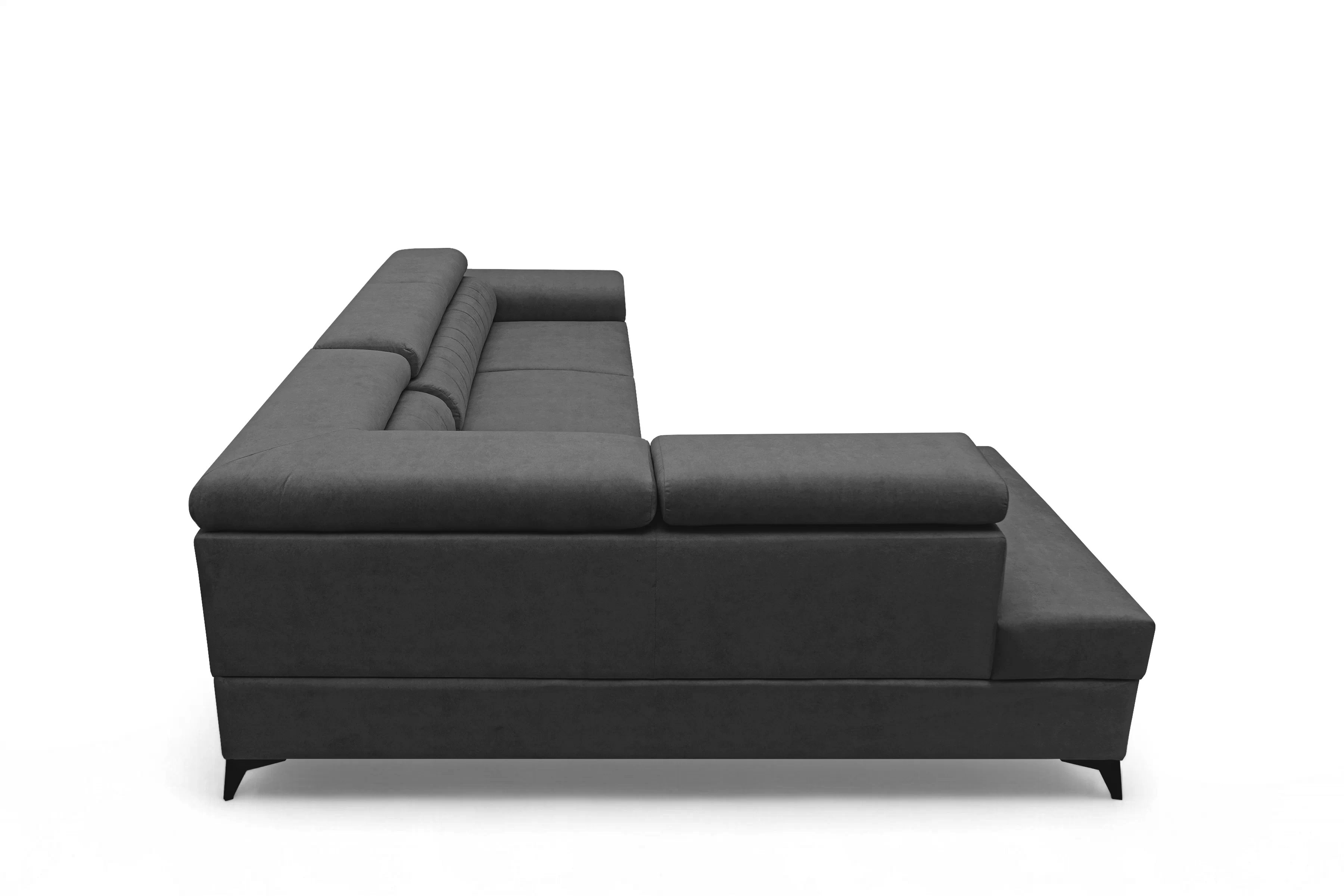 Rohová pohovka Monrose L levá s funkcí spánku - tmavě šedý welvet Zetta 305 Rohová sedací souprava Monrose L rozkládací levá - tmavě šedá welwet latwoczyszczacy Zetta 305 