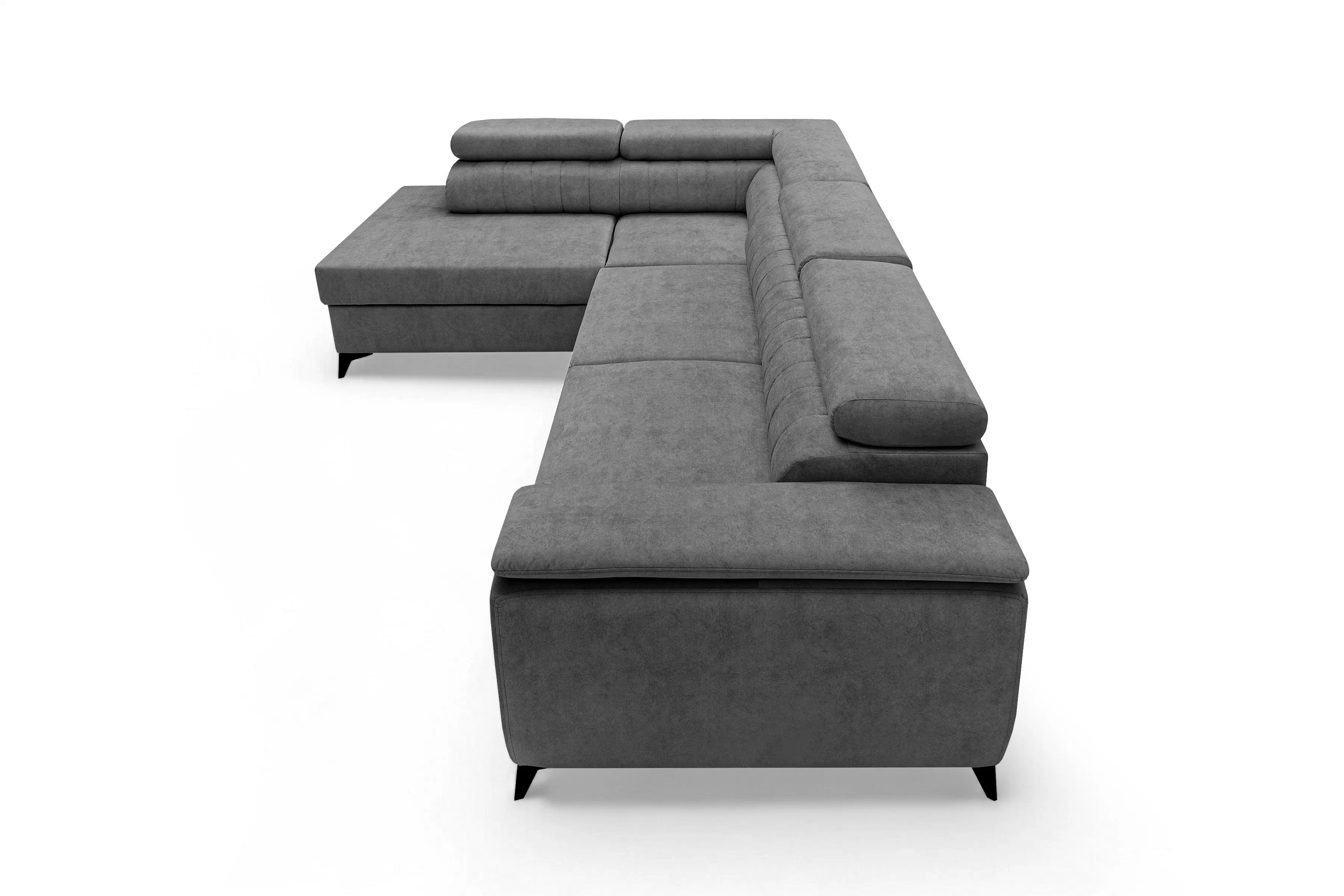 Rohová pohovka Monrose L levá s funkcí spánku - šedý welvet Zetta 303 Rohová sedací souprava Monrose L rozkládací levá - šedá welwet latwoczyszczacy Zetta 303 