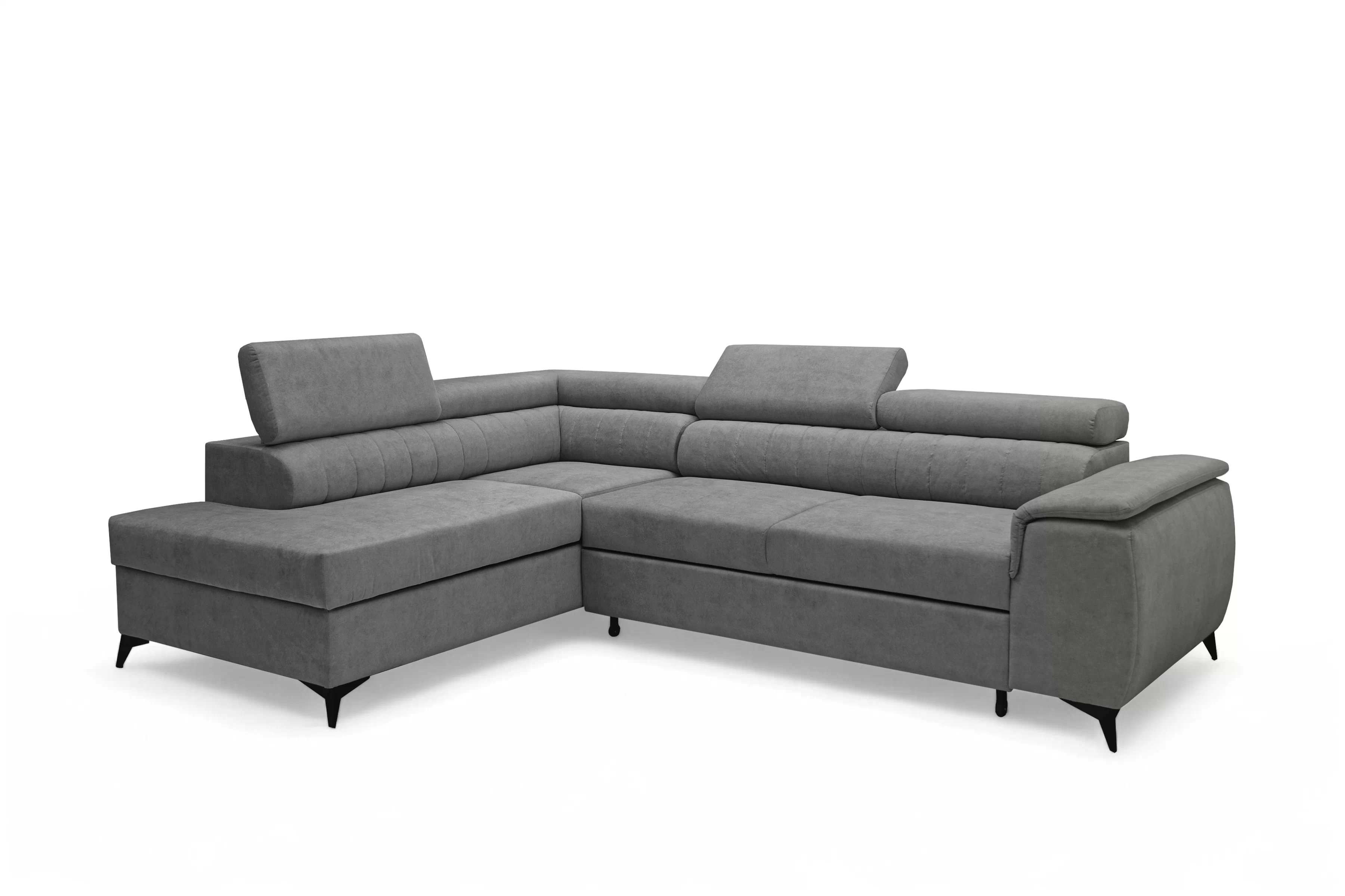 Rohová pohovka Monrose L levá s funkcí spánku - šedý welvet Zetta 303 Rohová sedací souprava Monrose L rozkládací levá - šedá welwet latwoczyszczacy Zetta 303 