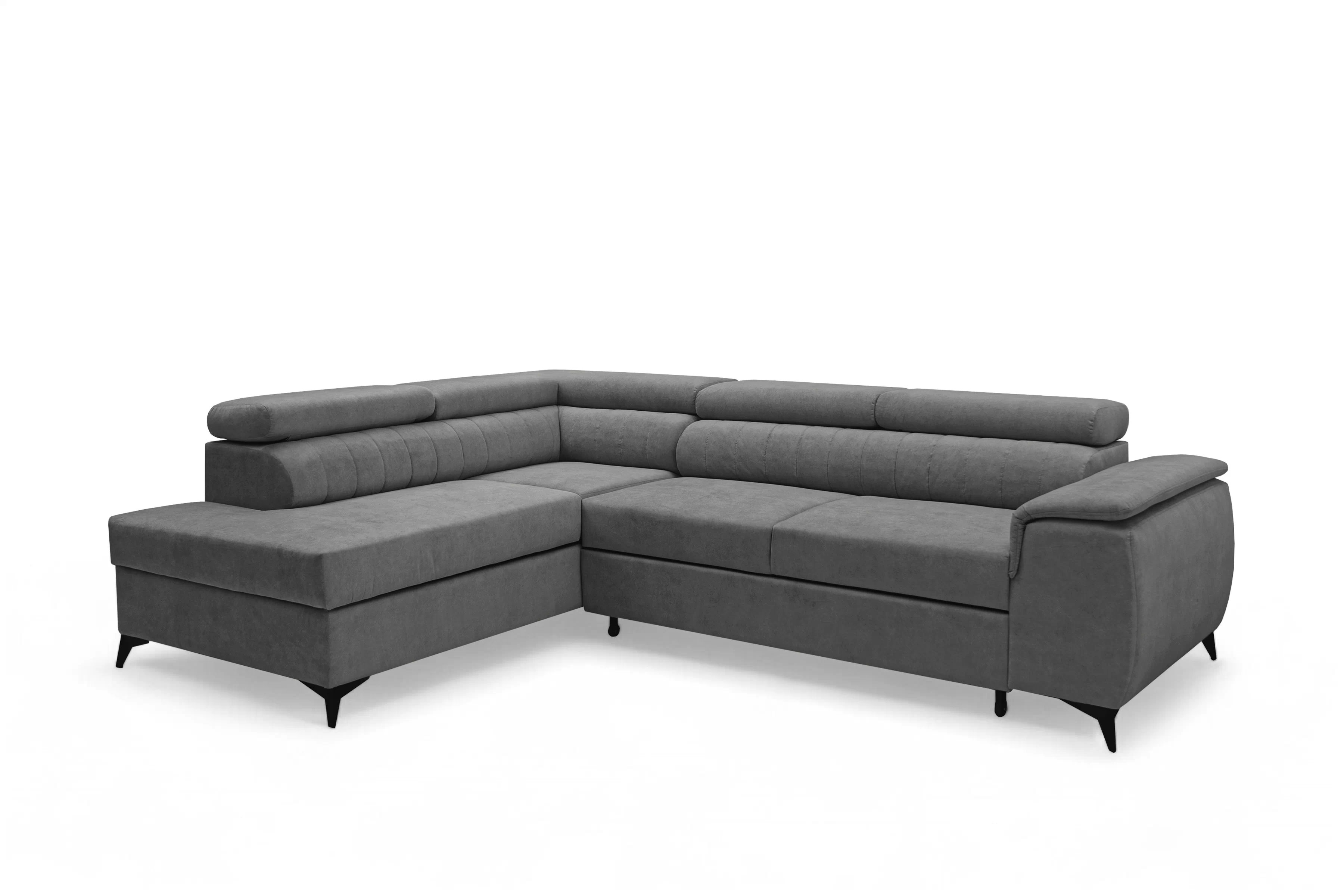 Rohová pohovka Monrose L levá s funkcí spánku - šedý welvet Zetta 303 Rohová sedací souprava Monrose L rozkládací levá - šedá welwet latwoczyszczacy Zetta 303 