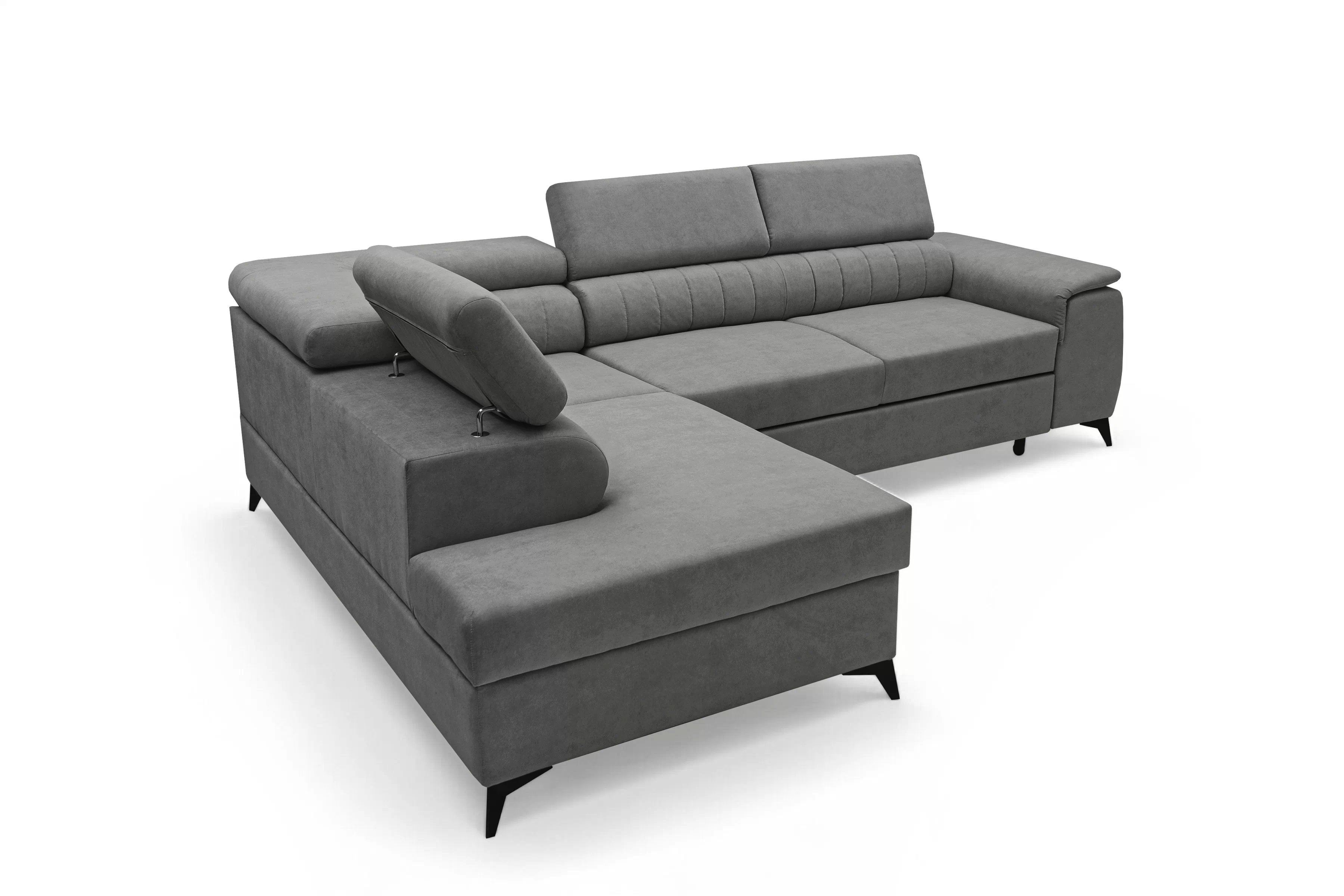 Rohová pohovka Monrose L levá s funkcí spánku - šedý welvet Zetta 303 Rohová sedací souprava Monrose L rozkládací levá - šedá welwet latwoczyszczacy Zetta 303 