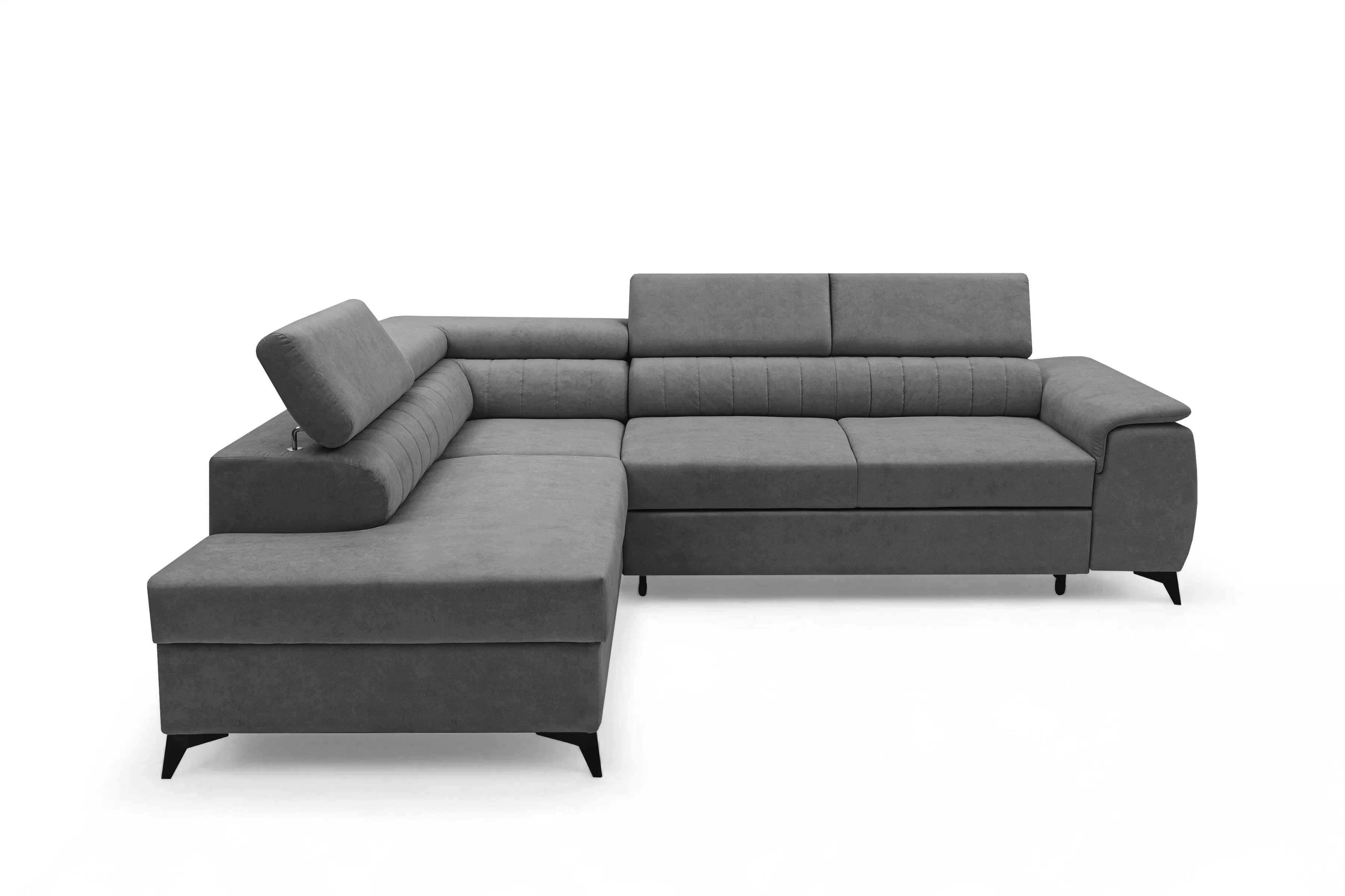 Rohová pohovka Monrose L levá s funkcí spánku - šedý welvet Zetta 303 Rohová sedací souprava Monrose L rozkládací levá - šedá welwet latwoczyszczacy Zetta 303 