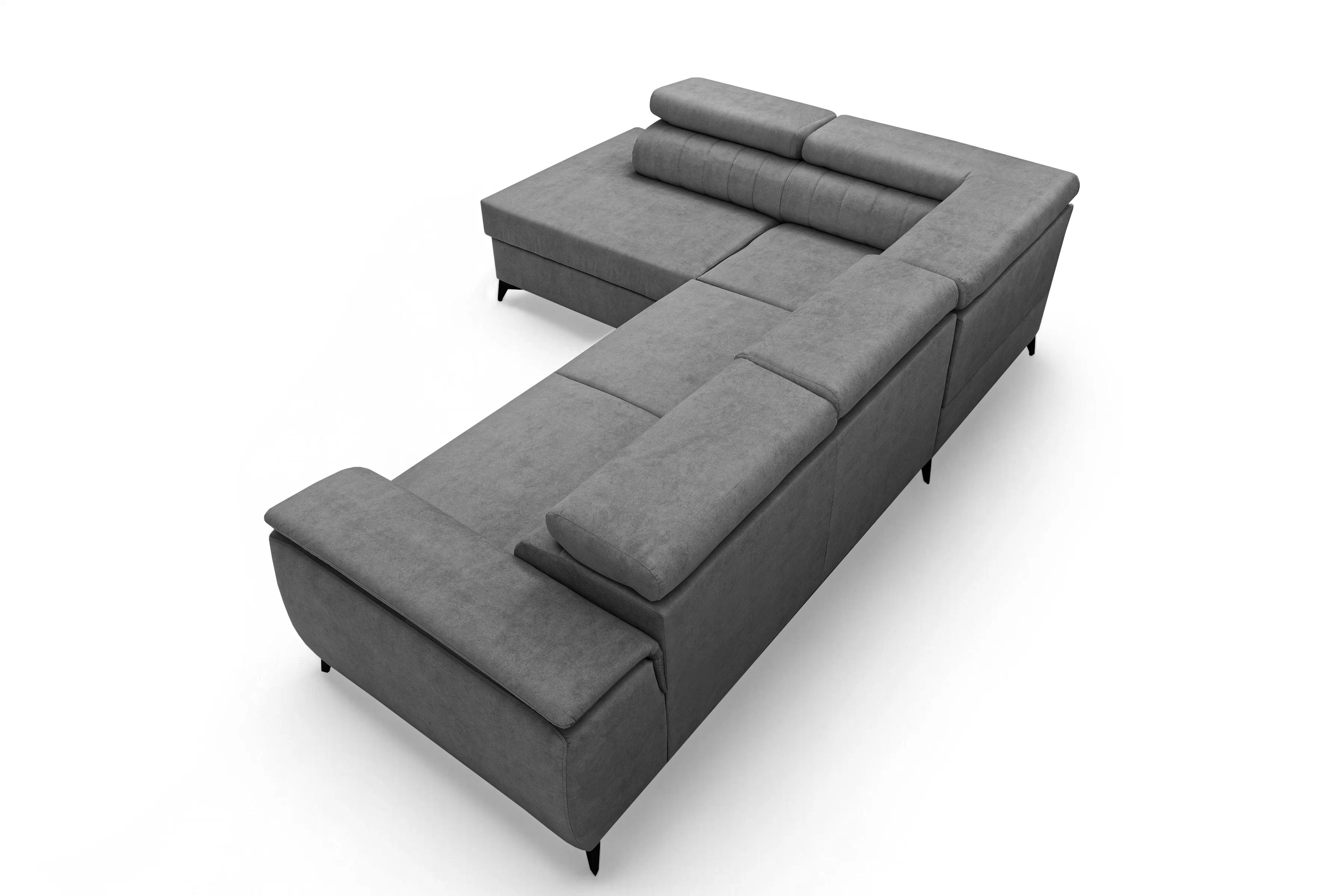 Rohová pohovka Monrose L levá s funkcí spánku - šedý welvet Zetta 303 Rohová sedací souprava Monrose L rozkládací levá - šedá welwet latwoczyszczacy Zetta 303 