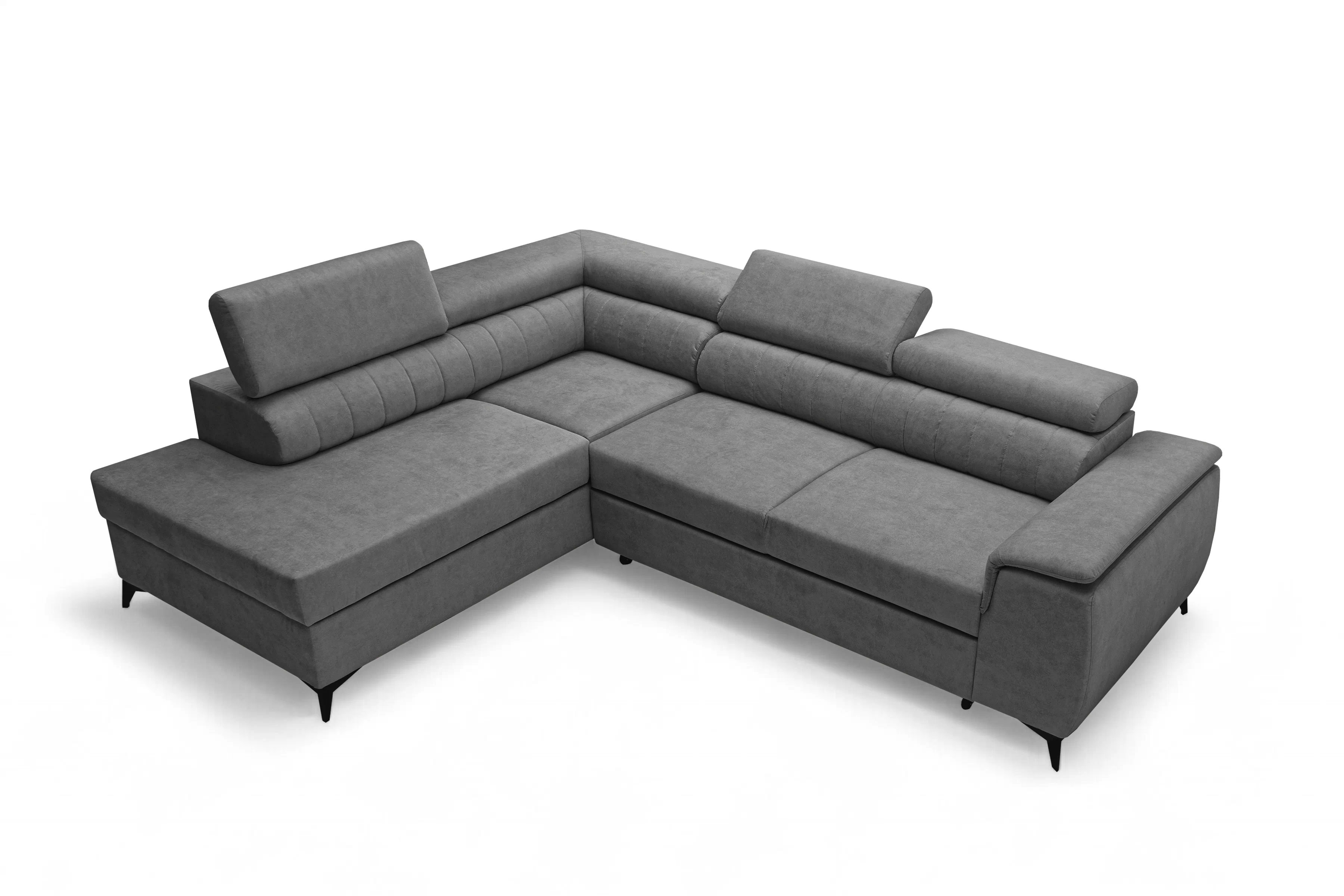 Rohová pohovka Monrose L levá s funkcí spánku - šedý welvet Zetta 303 Rohová sedací souprava Monrose L rozkládací levá - šedá welwet latwoczyszczacy Zetta 303 