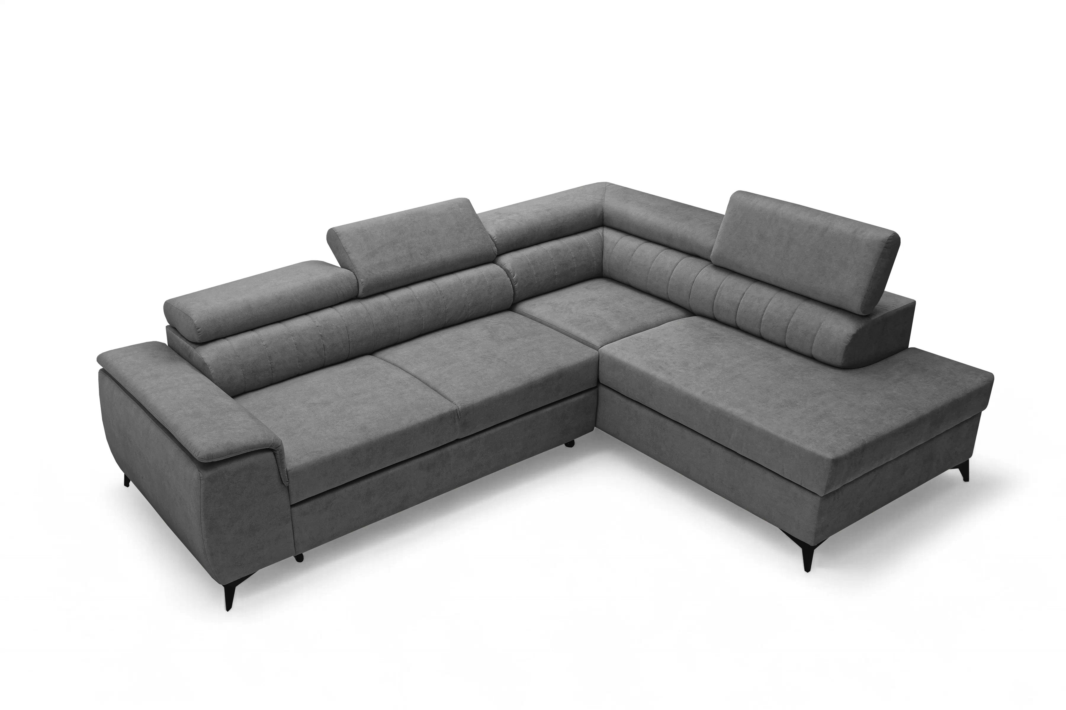 Rohová pohovka Monrose L pravá s funkcí spánku - šedý welvet Zetta 303 Rohová sedací souprava Monrose L rozkládací pravá - šedá welwet latwoczyszczacy Zetta 303