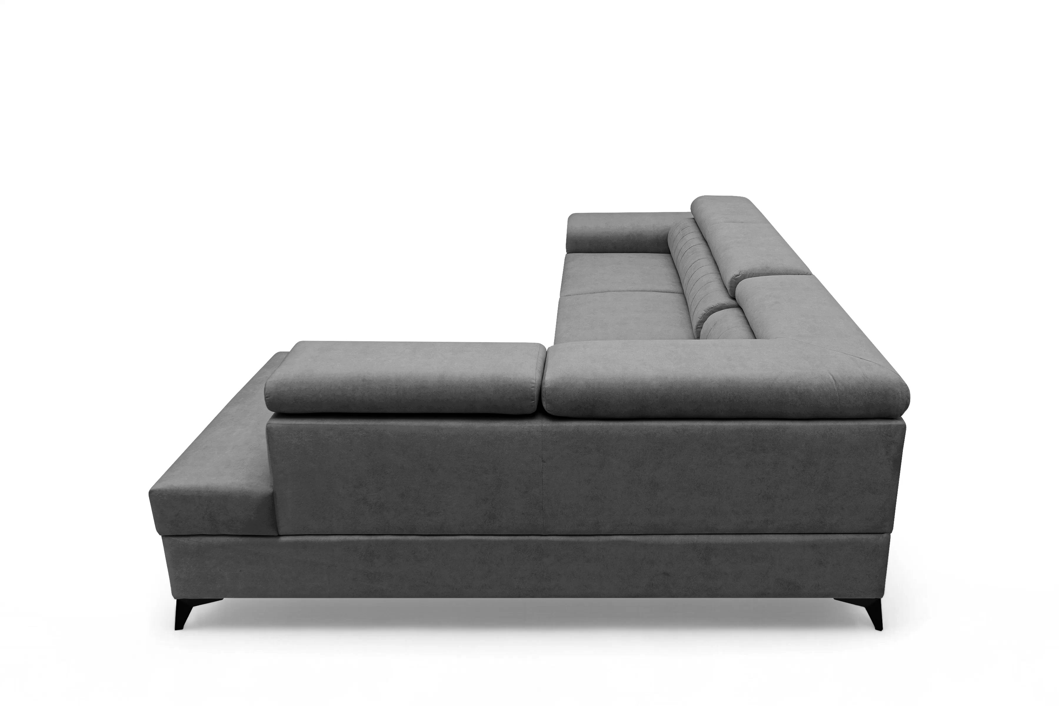 Rohová pohovka Monrose L pravá s funkcí spánku - šedý welvet Zetta 303 Rohová sedací souprava Monrose L rozkládací pravá - šedá welwet latwoczyszczacy Zetta 303