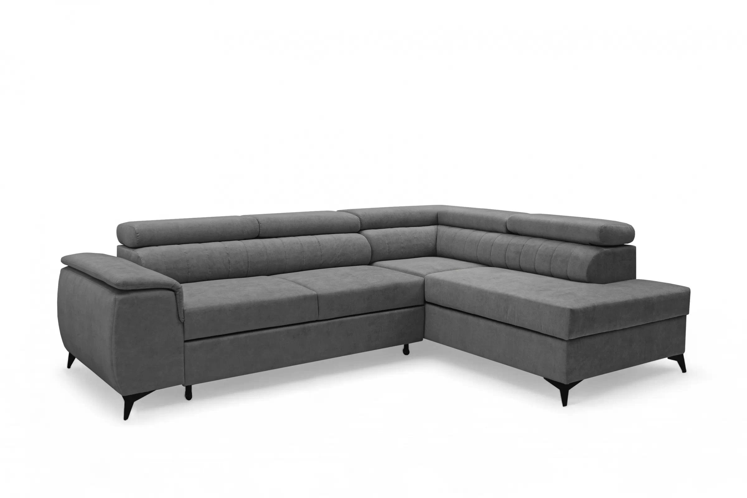 Rohová pohovka Monrose L pravá s funkcí spánku - šedý welvet Zetta 303 Rohová sedací souprava Monrose L rozkládací pravá - šedá welwet latwoczyszczacy Zetta 303