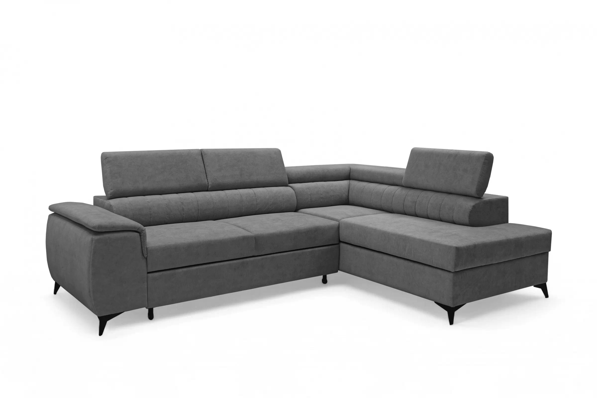 Rohová pohovka Monrose L pravá s funkcí spánku - šedý welvet Zetta 303 Rohová sedací souprava Monrose L rozkládací pravá - šedá welwet latwoczyszczacy Zetta 303