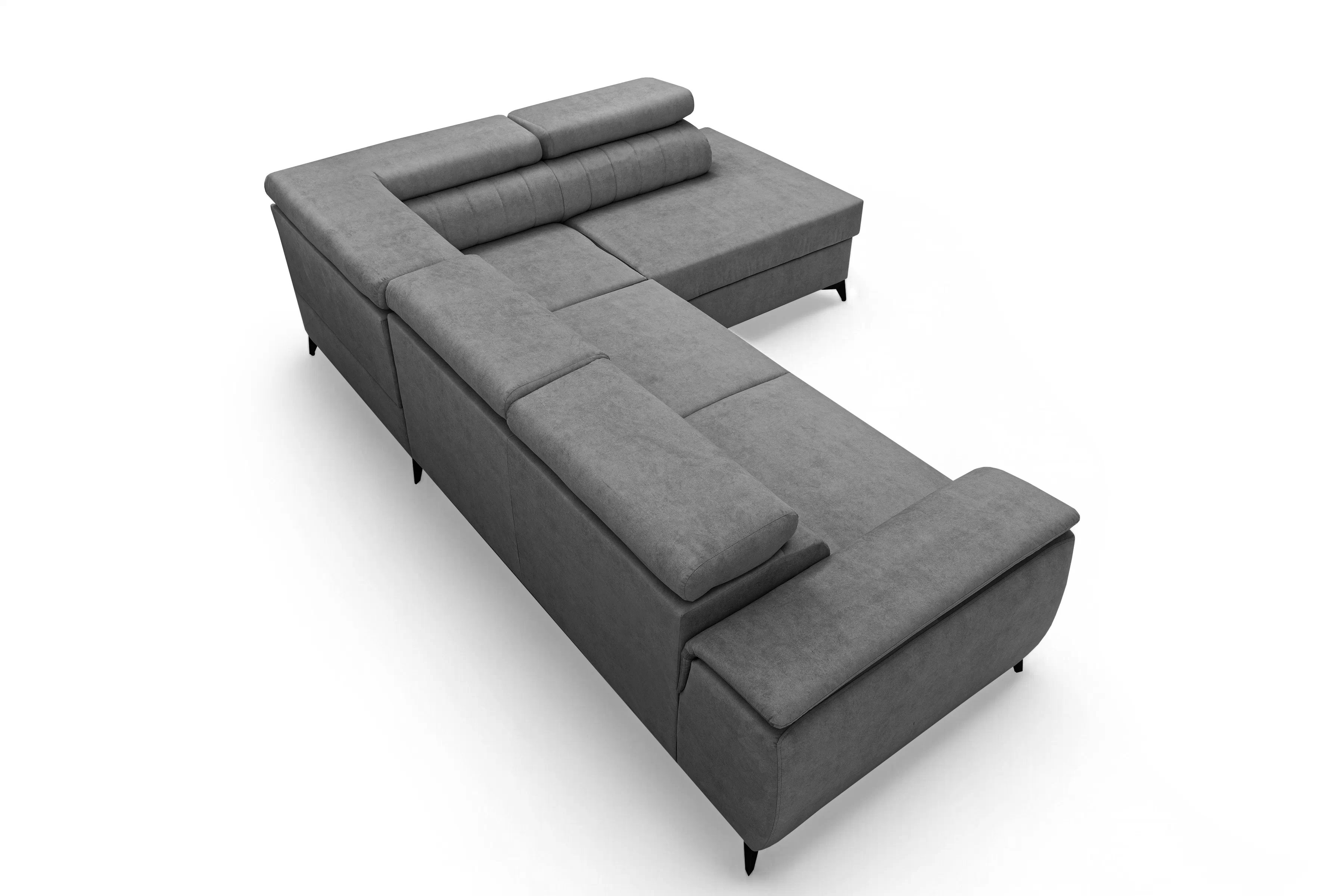 Rohová pohovka Monrose L pravá s funkcí spánku - šedý welvet Zetta 303 Rohová sedací souprava Monrose L rozkládací pravá - šedá welwet latwoczyszczacy Zetta 303