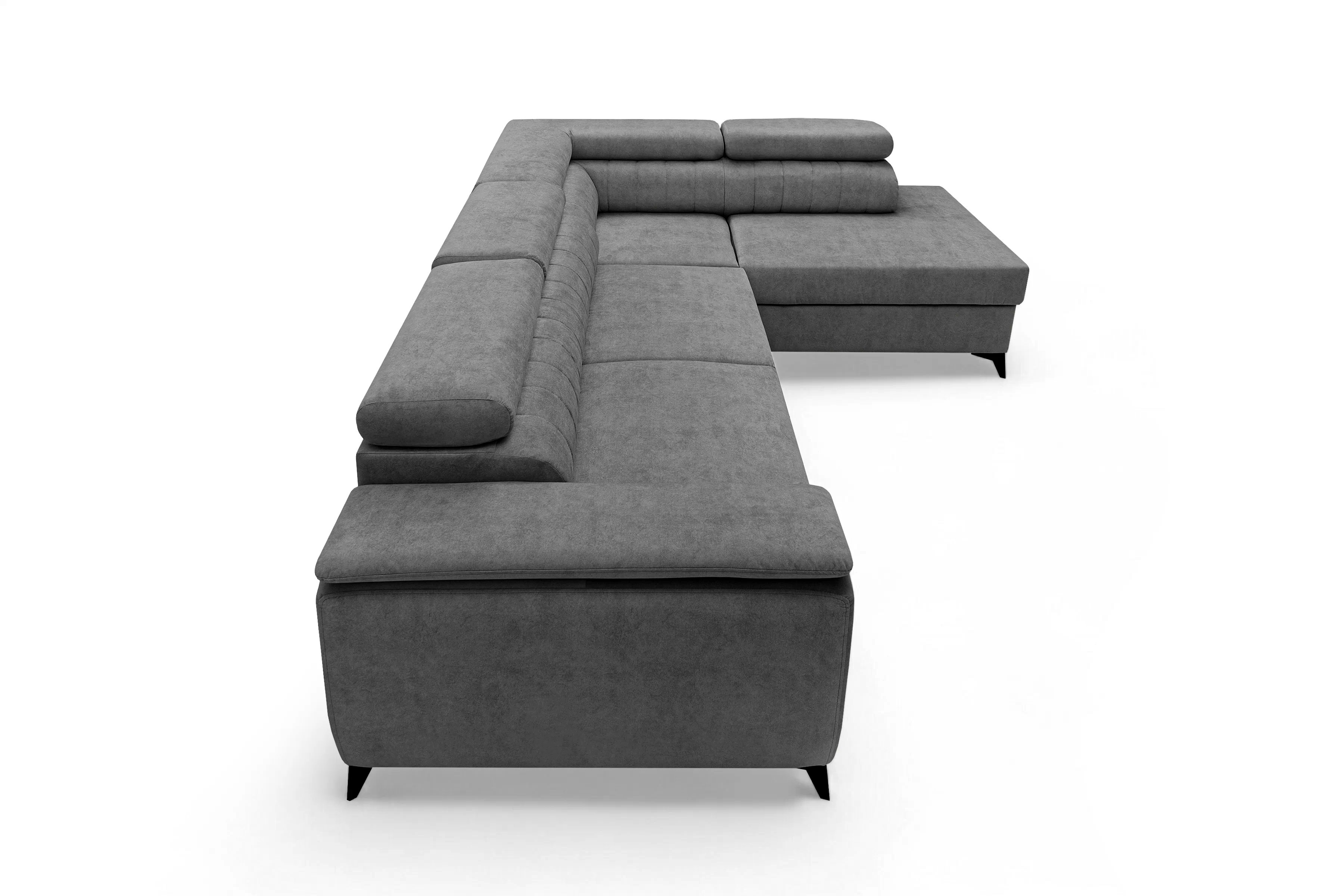 Rohová pohovka Monrose L pravá s funkcí spánku - šedý welvet Zetta 303 Rohová sedací souprava Monrose L rozkládací pravá - šedá welwet latwoczyszczacy Zetta 303