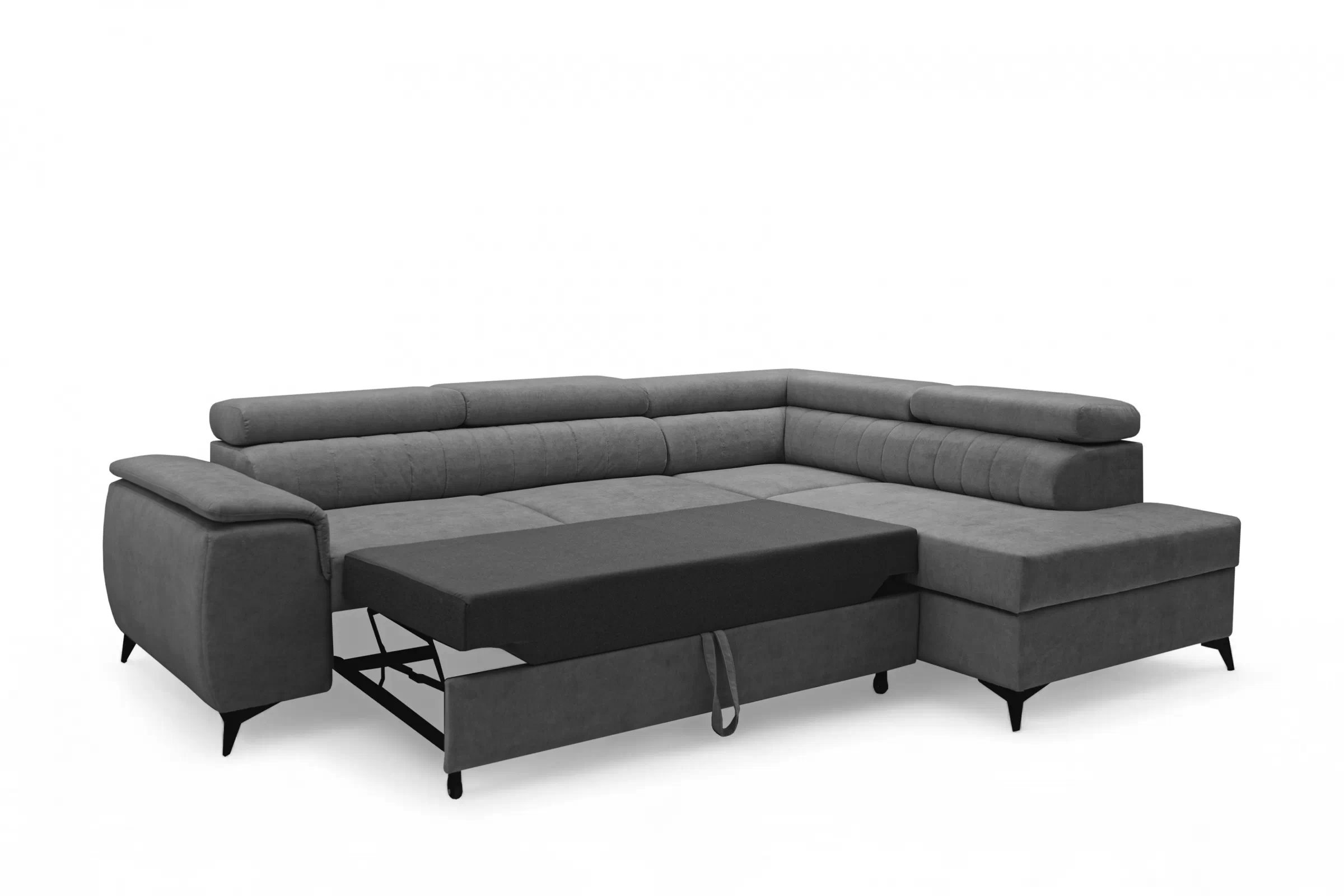 Rohová pohovka Monrose L pravá s funkcí spánku - šedý welvet Zetta 303 Rohová sedací souprava Monrose L rozkládací pravá - šedá welwet latwoczyszczacy Zetta 303