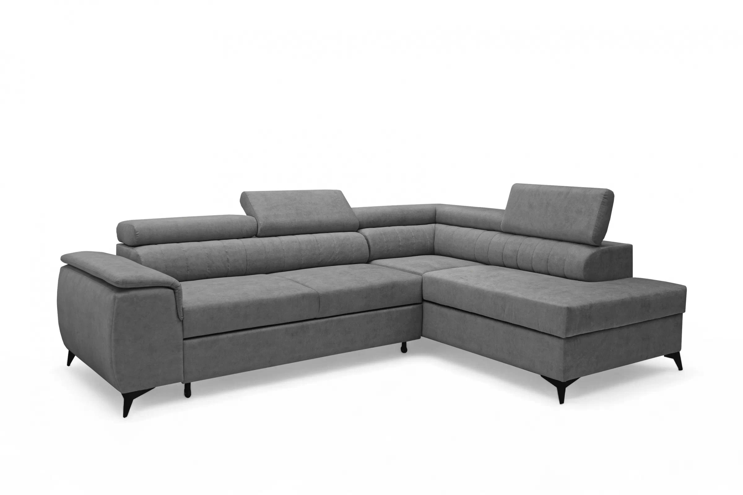 Rohová pohovka Monrose L pravá s funkcí spánku - šedý welvet Zetta 303 Rohová sedací souprava Monrose L rozkládací pravá - šedá welwet latwoczyszczacy Zetta 303