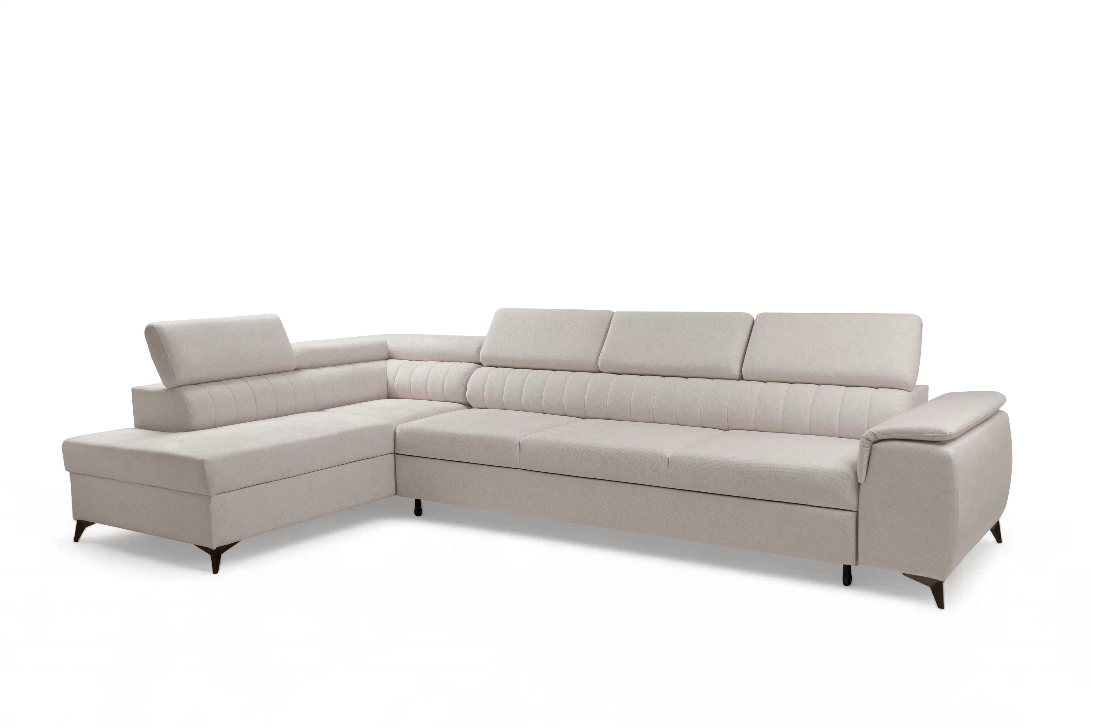 Rohová pohovka Monrose Maxi levá s funkcí spánku - krémová tkanina Ado 1601 Rohová sedací souprava Monrose Maxi rozkládací levá - kremowa plecionka Ado 1601 Halva 