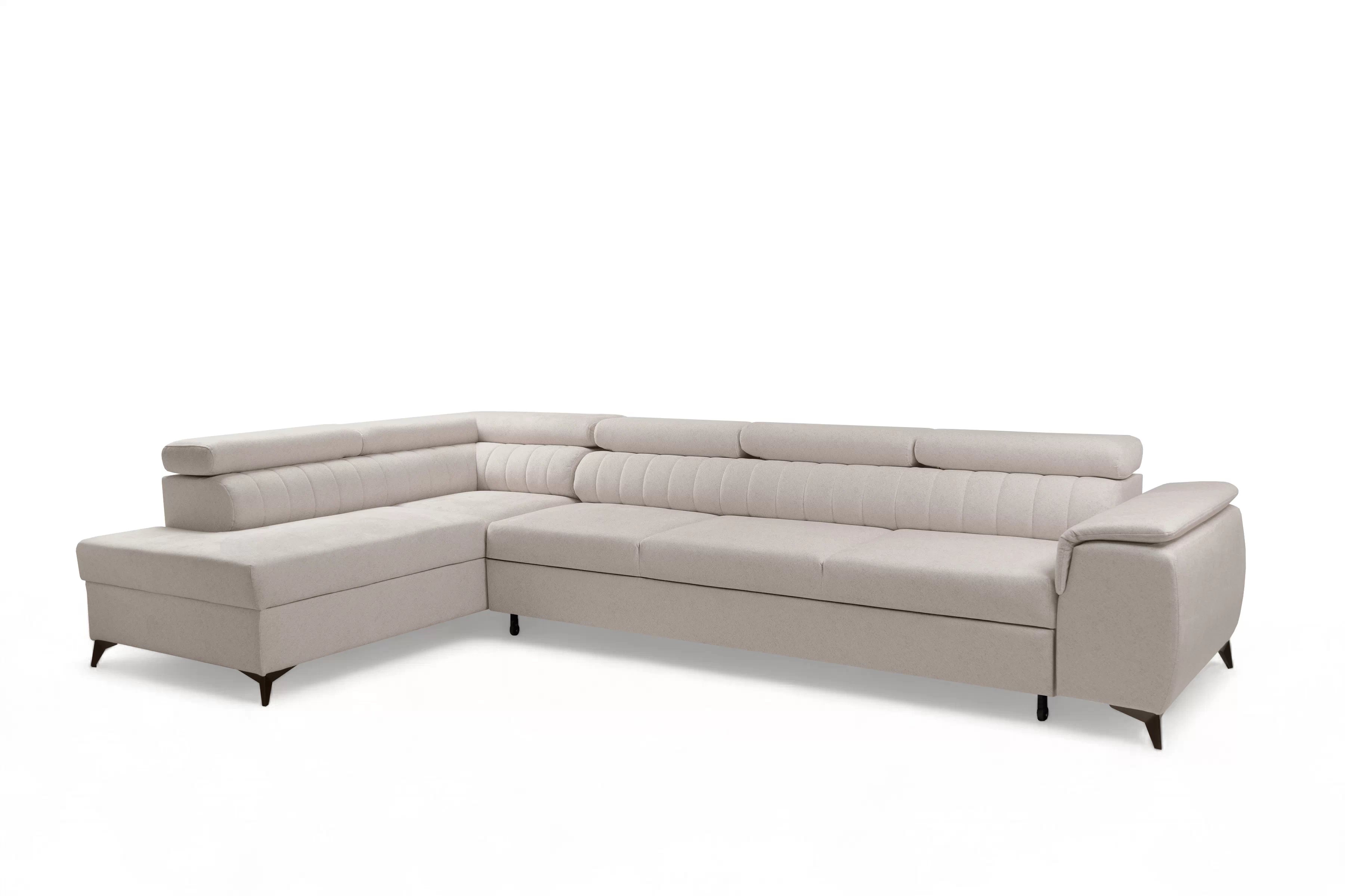 Rohová pohovka Monrose Maxi levá s funkcí spánku - krémová tkanina Ado 1601 Rohová sedací souprava Monrose Maxi rozkládací levá - kremowa plecionka Ado 1601 Halva 