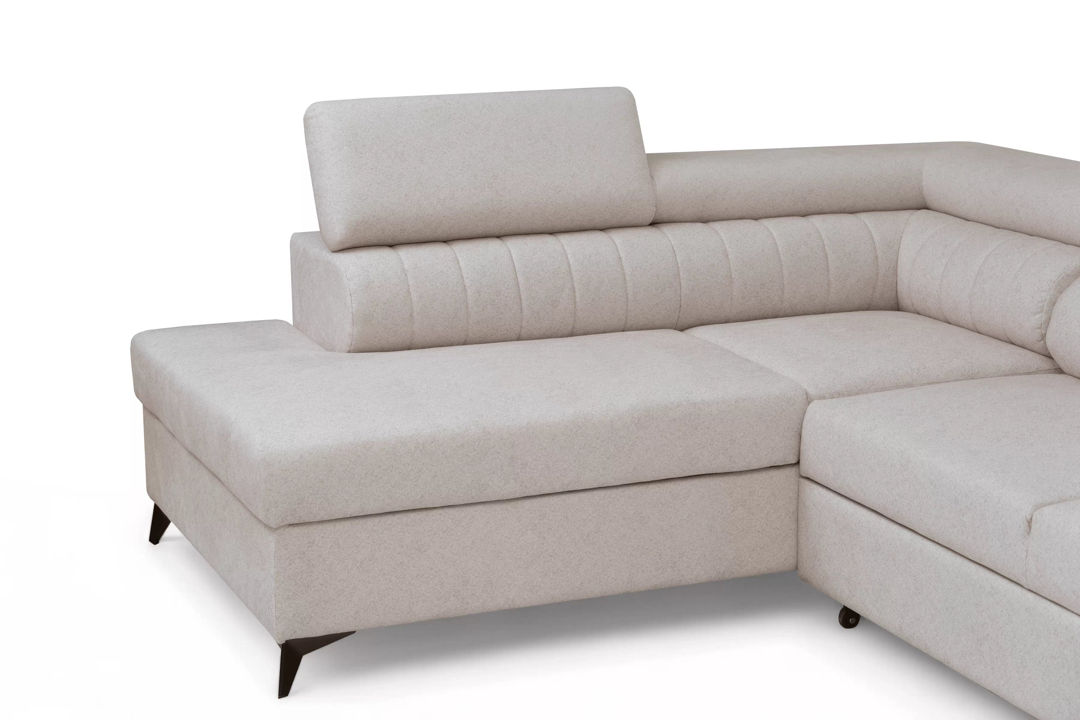 Rohová pohovka Monrose Maxi levá s funkcí spánku - krémová tkanina Ado 1601 Rohová sedací souprava Monrose Maxi rozkládací levá - kremowa plecionka Ado 1601 Halva 