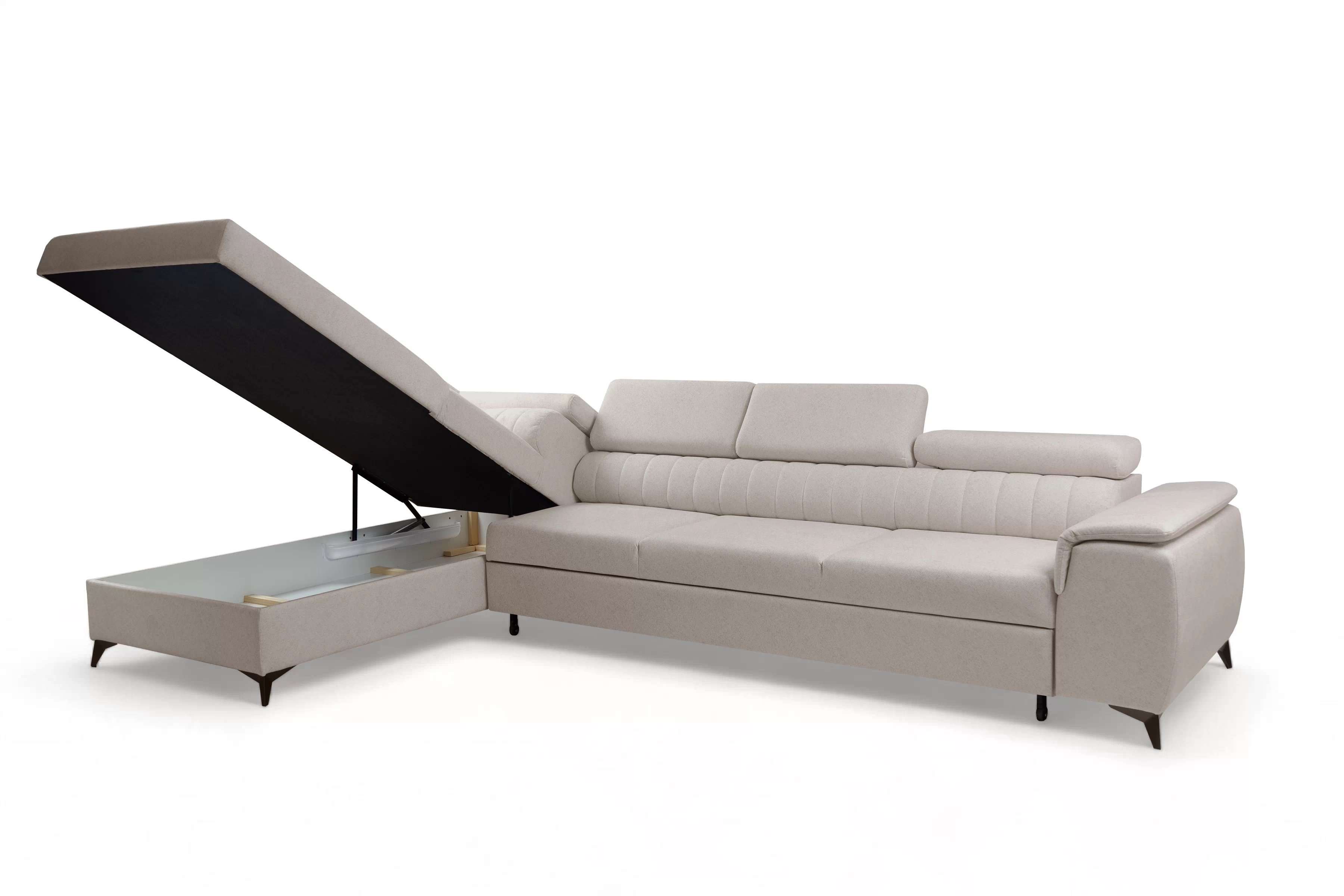 Rohová pohovka Monrose Maxi levá s funkcí spánku - krémová tkanina Ado 1601 Rohová sedací souprava Monrose Maxi rozkládací levá - kremowa plecionka Ado 1601 Halva 