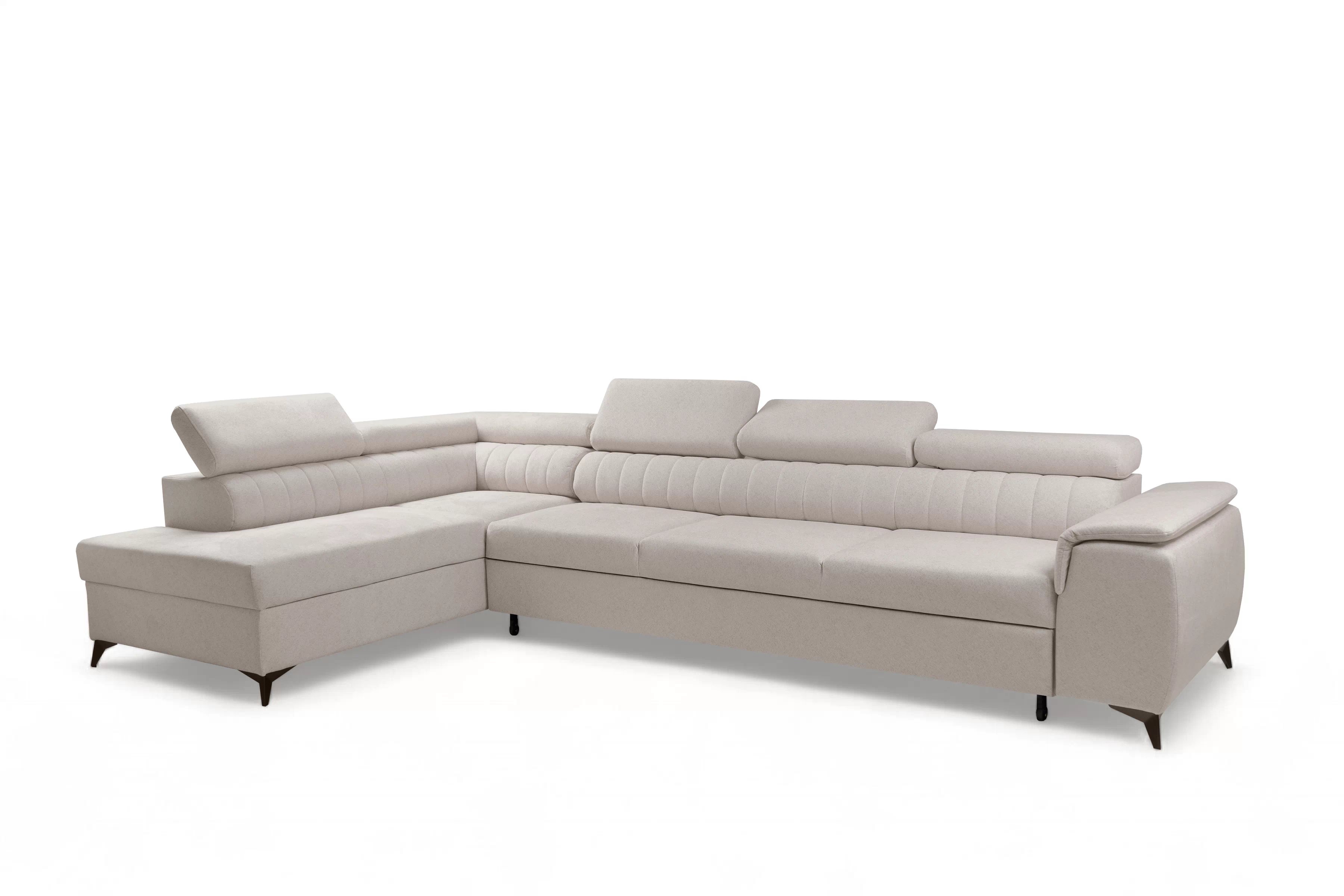 Rohová pohovka Monrose Maxi levá s funkcí spánku - krémová tkanina Ado 1601 Rohová sedací souprava Monrose Maxi rozkládací levá - kremowa plecionka Ado 1601 Halva 