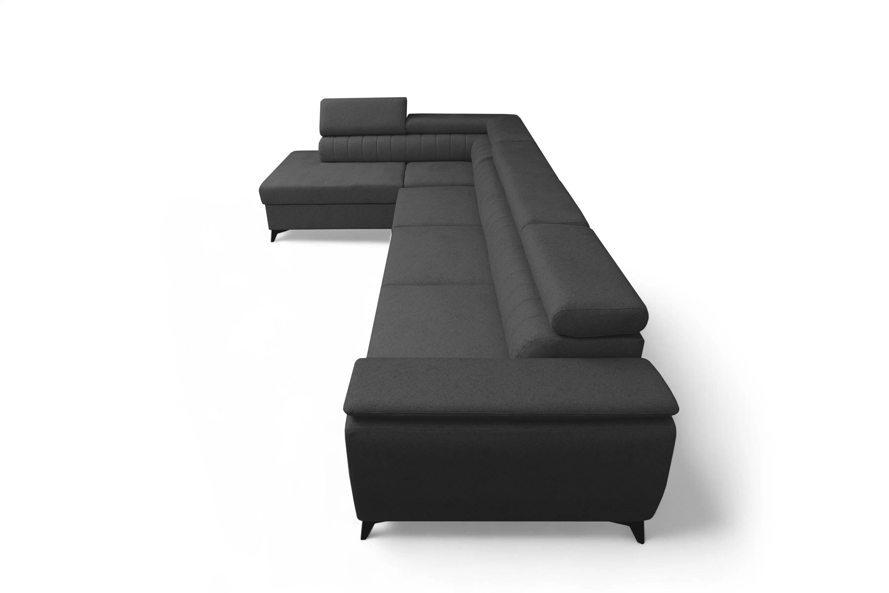 Rohová pohovka Monrose Maxi levá s funkcí spánku - šedá tkanina Ado 1617 Rohová sedací souprava Monrose Maxi rozkládací levá - šedá plecionka Ado 1617