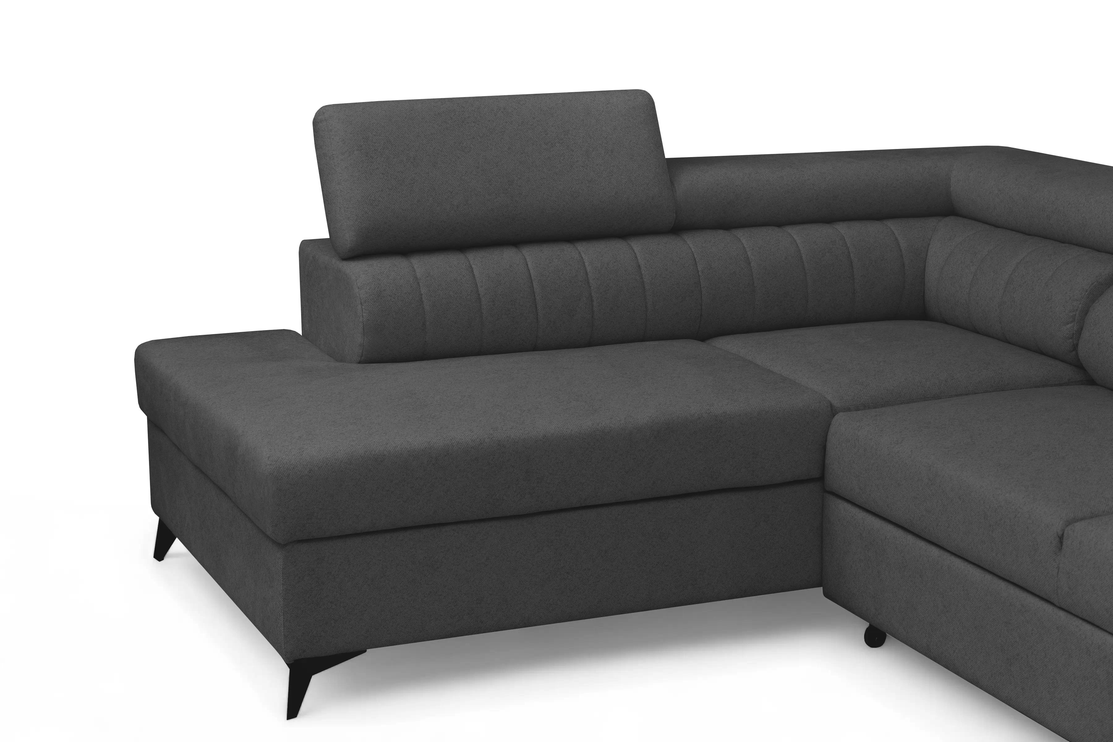 Rohová pohovka Monrose Maxi levá s funkcí spánku - šedá tkanina Ado 1617 Rohová sedací souprava Monrose Maxi rozkládací levá - šedá plecionka Ado 1617