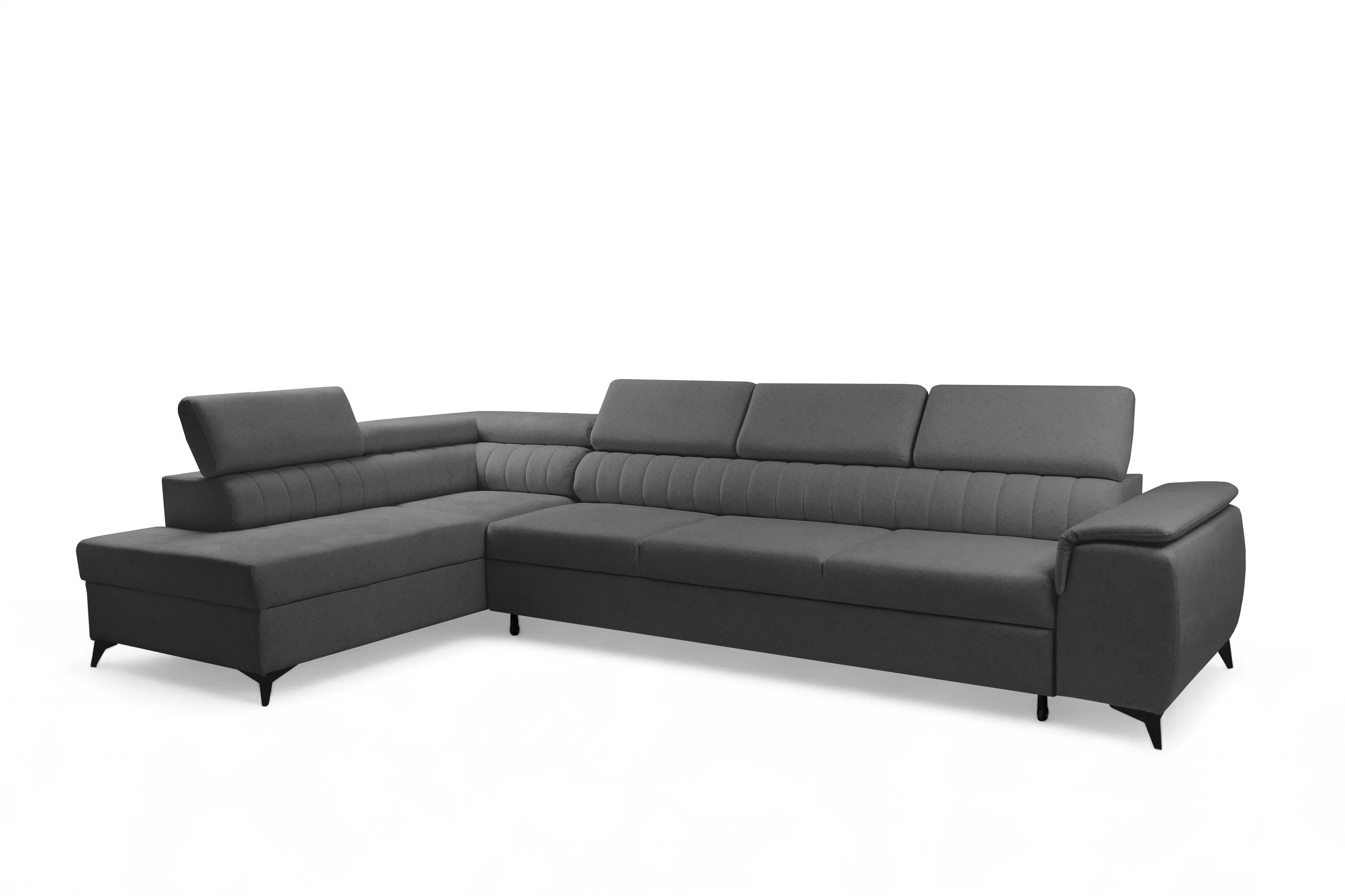 Rohová pohovka Monrose Maxi levá s funkcí spánku - šedá tkanina Ado 1617 Rohová sedací souprava Monrose Maxi rozkládací levá - šedá plecionka Ado 1617