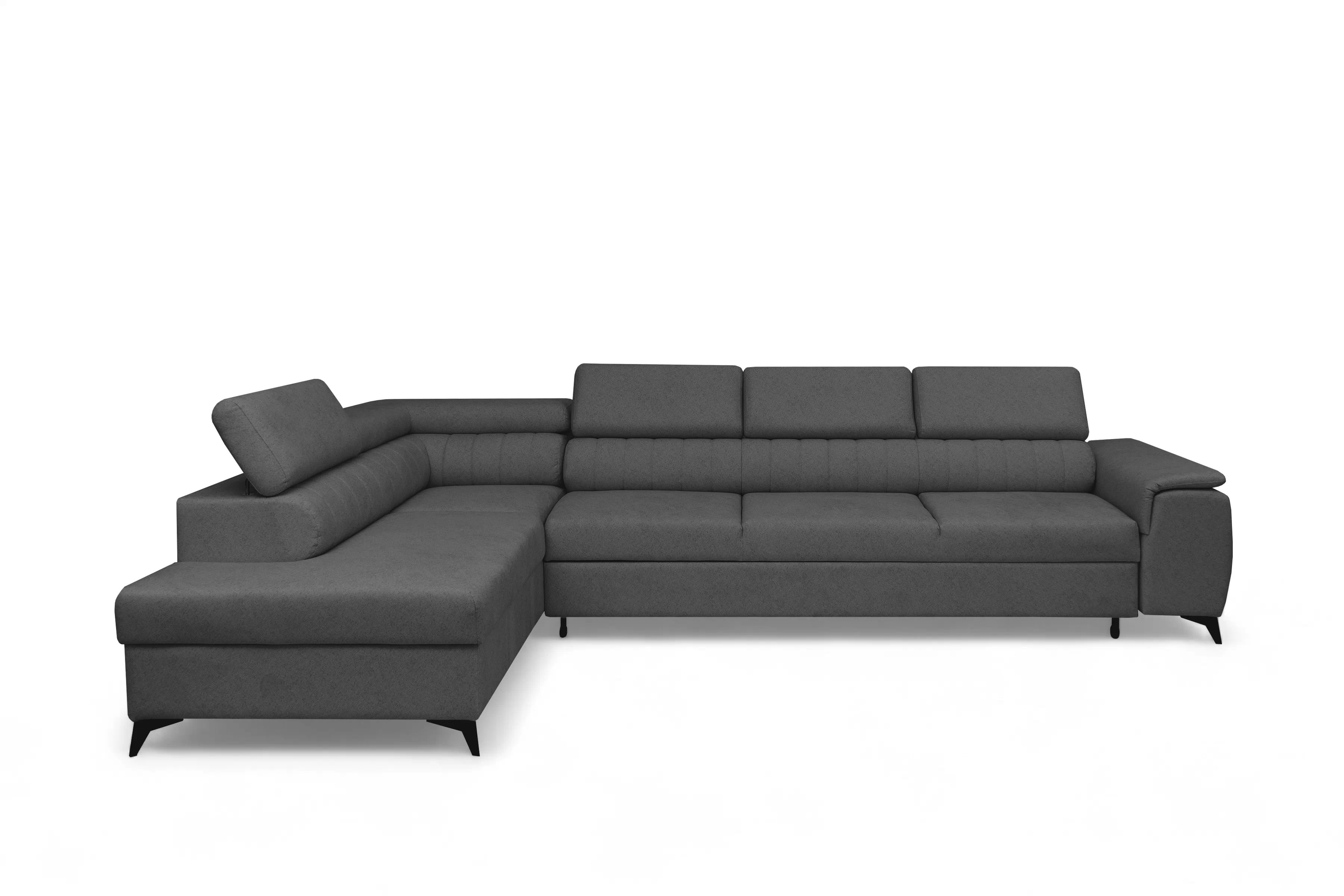 Rohová pohovka Monrose Maxi levá s funkcí spánku - šedá tkanina Ado 1617 Rohová sedací souprava Monrose Maxi rozkládací levá - šedá plecionka Ado 1617