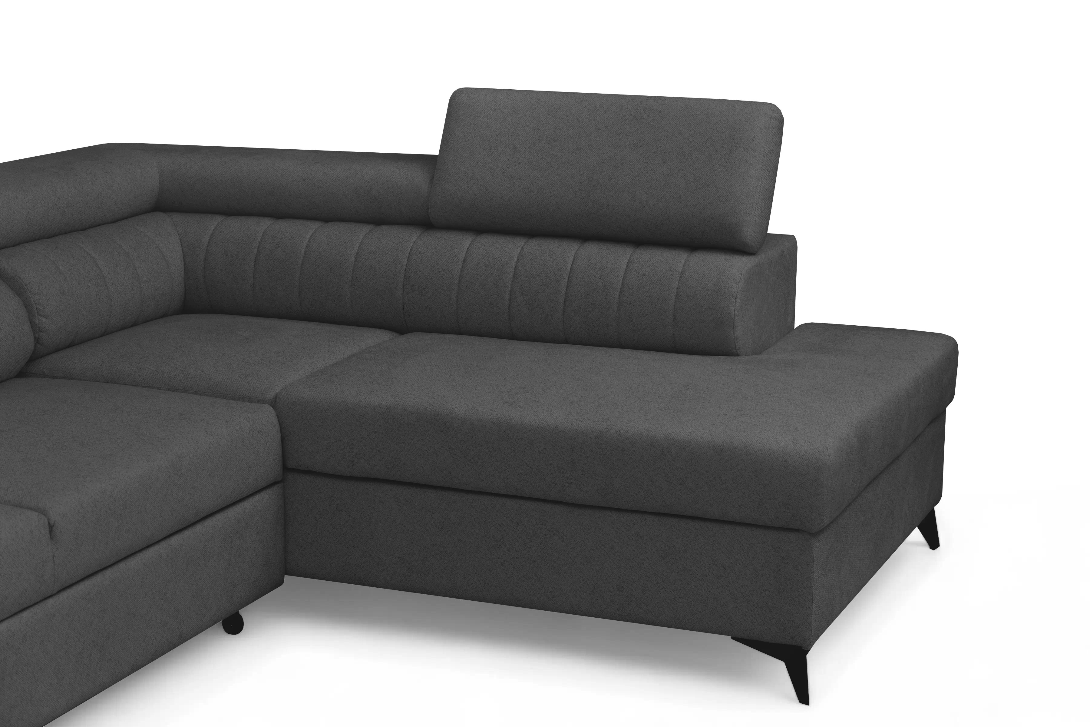 Rohová pohovka Monrose Maxi pravá s funkcí spánku - šedá tkanina Ado 1617 Rohová sedací souprava Monrose Maxi rozkládací pravá - šedá plecionka Ado 1617