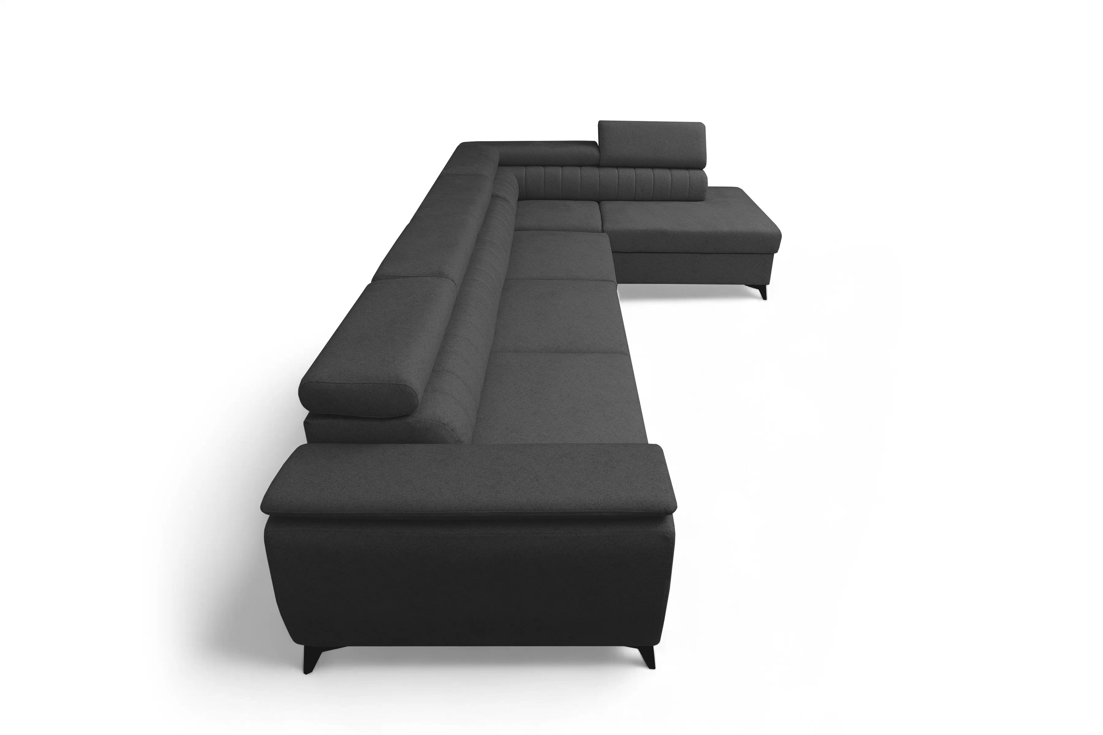 Rohová pohovka Monrose Maxi pravá s funkcí spánku - šedá tkanina Ado 1617 Rohová sedací souprava Monrose Maxi rozkládací pravá - šedá plecionka Ado 1617