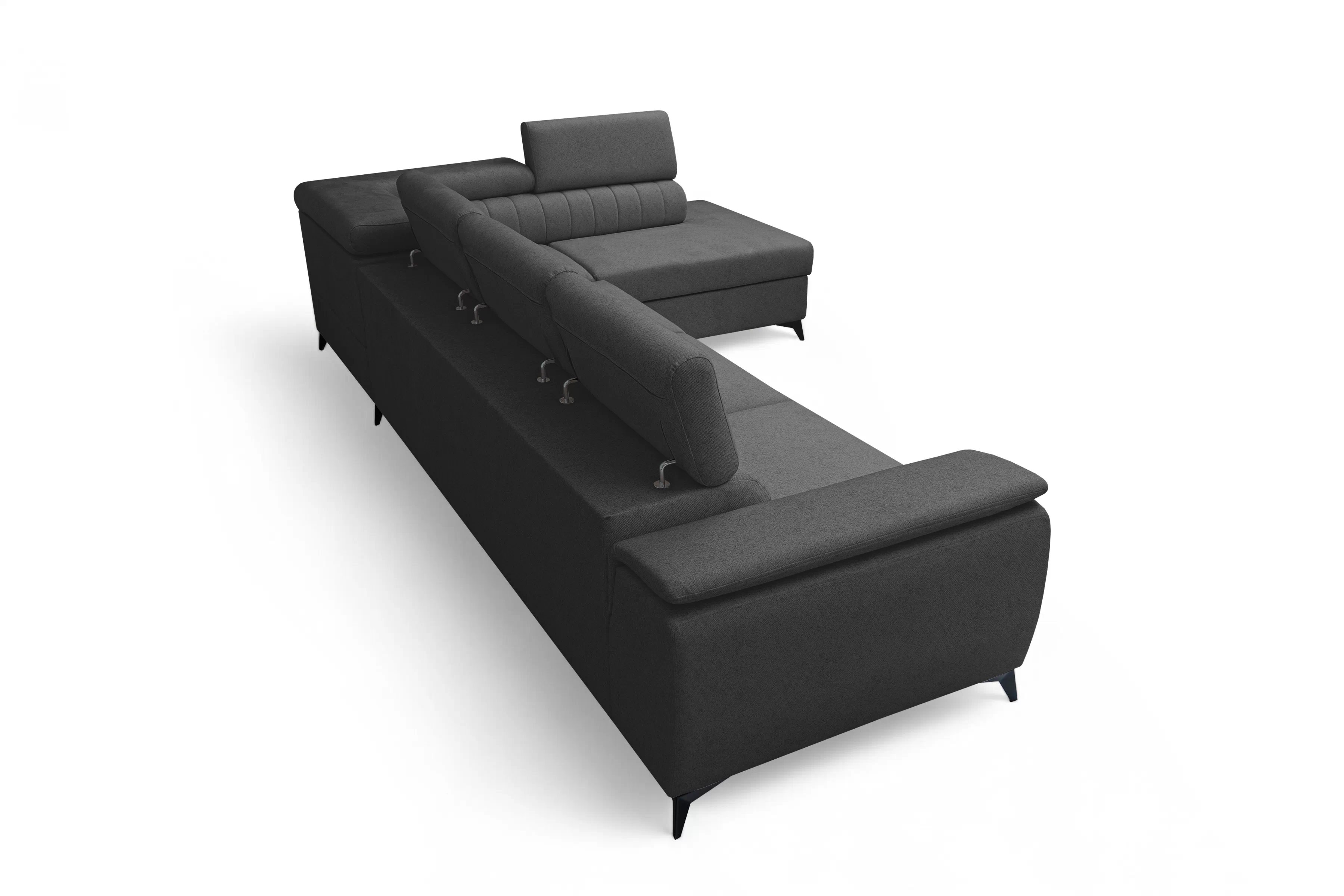 Rohová pohovka Monrose Maxi pravá s funkcí spánku - šedá tkanina Ado 1617 Rohová sedací souprava Monrose Maxi rozkládací pravá - šedá plecionka Ado 1617