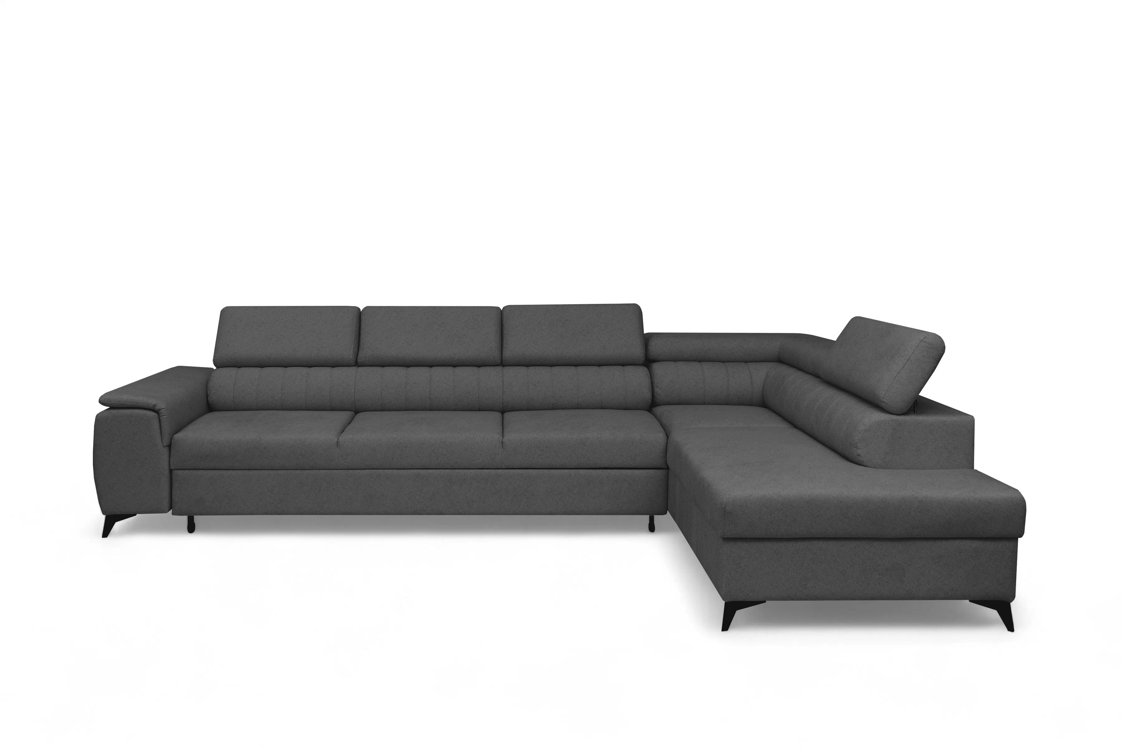 Rohová pohovka Monrose Maxi pravá s funkcí spánku - šedá tkanina Ado 1617 Rohová sedací souprava Monrose Maxi rozkládací pravá - šedá plecionka Ado 1617