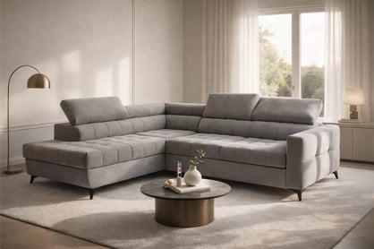 Rozkladacia rohová sedacia súprava Nardo L ľavá - sivý plyš Pretty 17 Rohová sedacia súprava Nardo L s funkciou spánku Ľavá strana - šedý plusz Pretty 17 