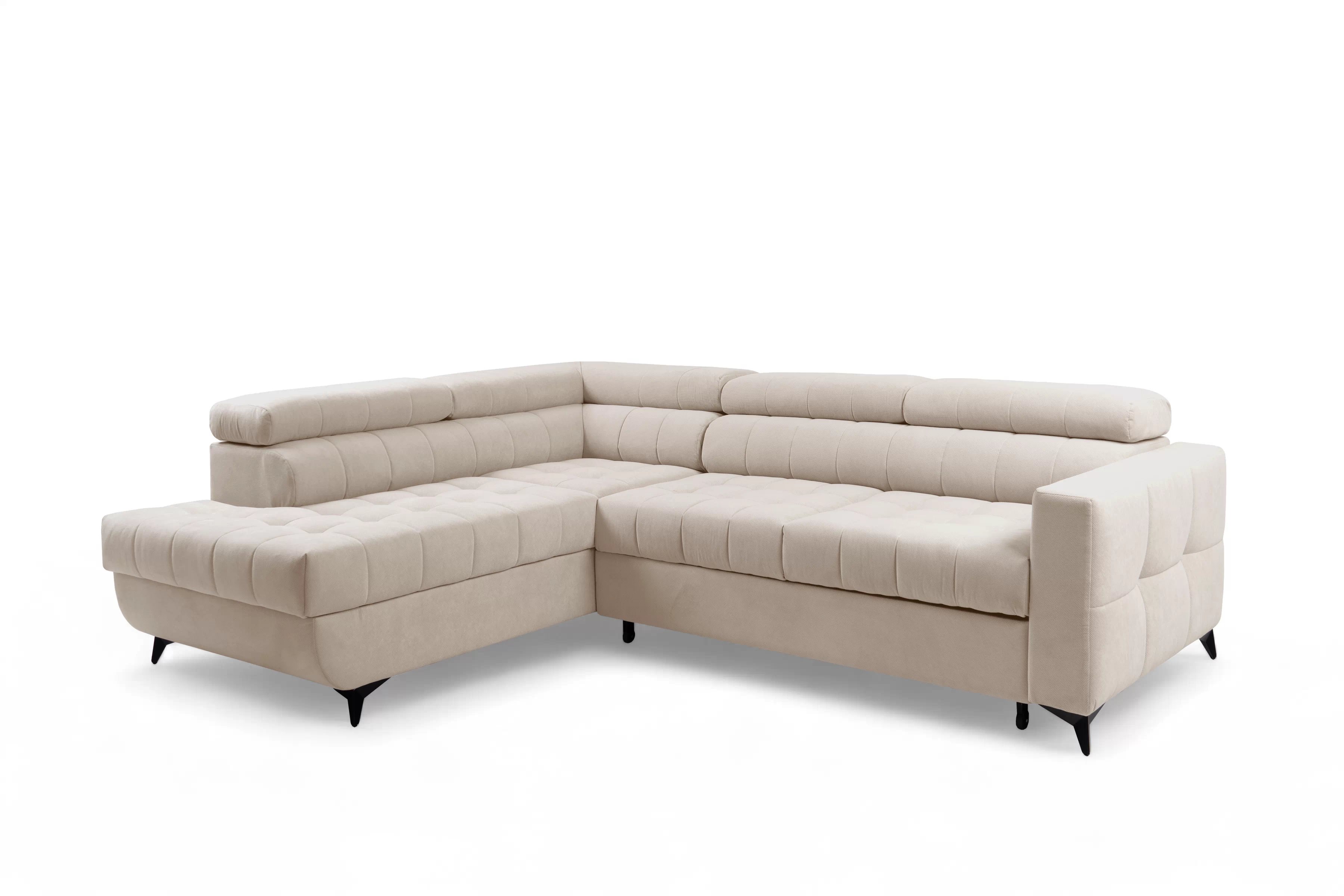 Rohová pohovka Nardo L s rozkladem levostranná - béžový plyš Pretty 03 Rohová sedací souprava Nardo L rozkládací levá - béžová plusz Pretty 03 