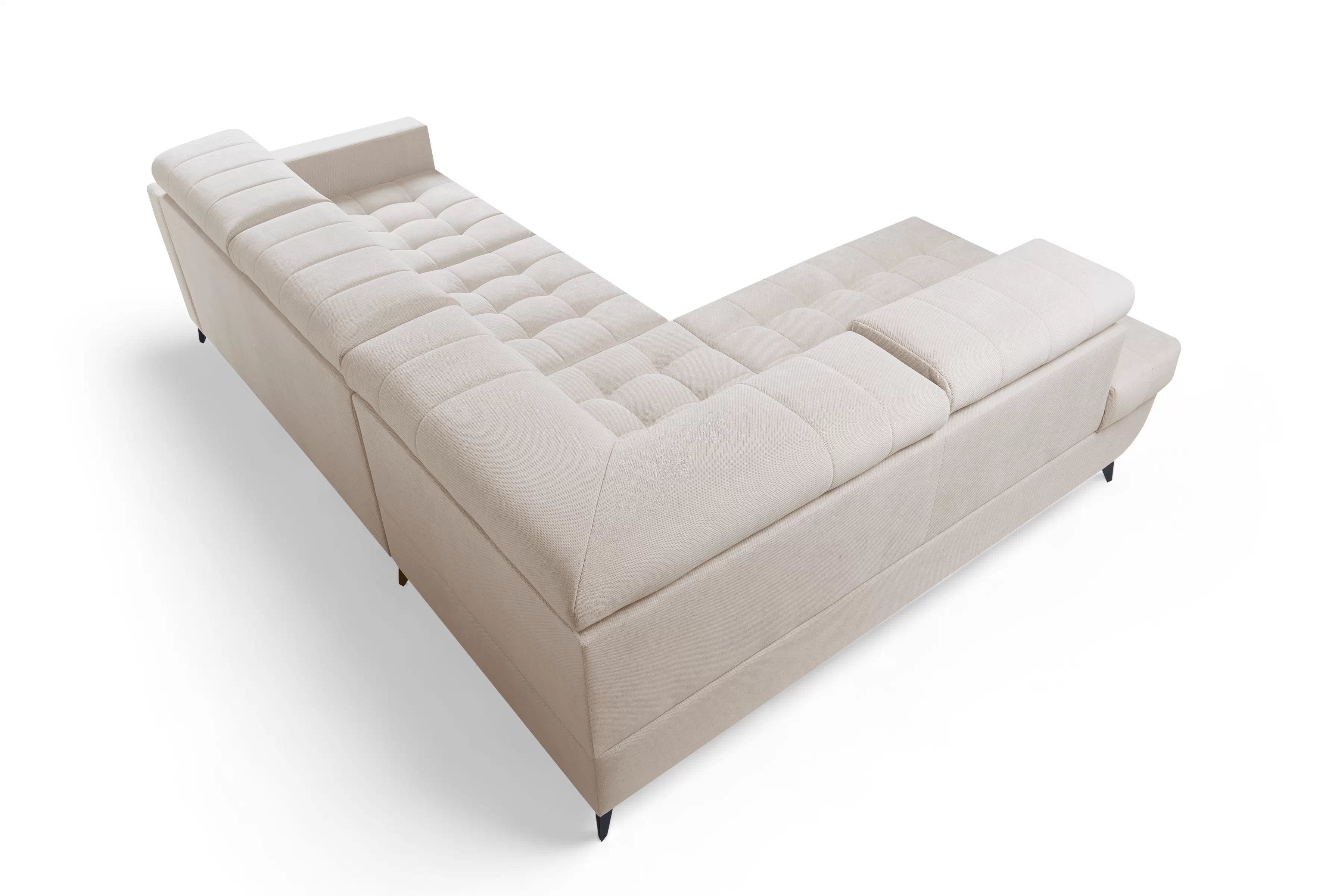 Rohová pohovka Nardo L s rozkladem levostranná - béžový plyš Pretty 03 Rohová sedací souprava Nardo L rozkládací levá - béžová plusz Pretty 03 