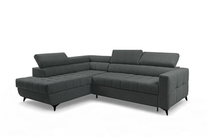 Rohová sedačka Nardo L s rozkladom ľavostranná - tmavosivý plyš Pretty 18