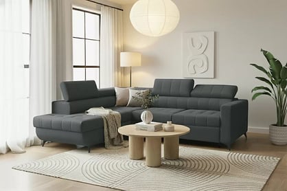 Rohová sedačka Nardo L s rozkladom ľavostranná - tmavosivý plyš Pretty 18 Rohová sedacia súprava Nardo L s funkciou spánku Ľavá strana - Tmavý šedý plusz Pretty 18