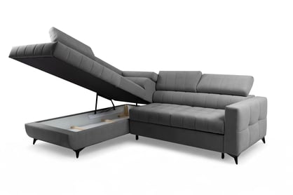 Rohová sedačka Nardo L s rozkladom ľavostranná - tmavosivý plyš Pretty 18 Rohová sedacia súprava Nardo L s funkciou spánku Ľavá strana - Tmavý šedý plusz Pretty 18