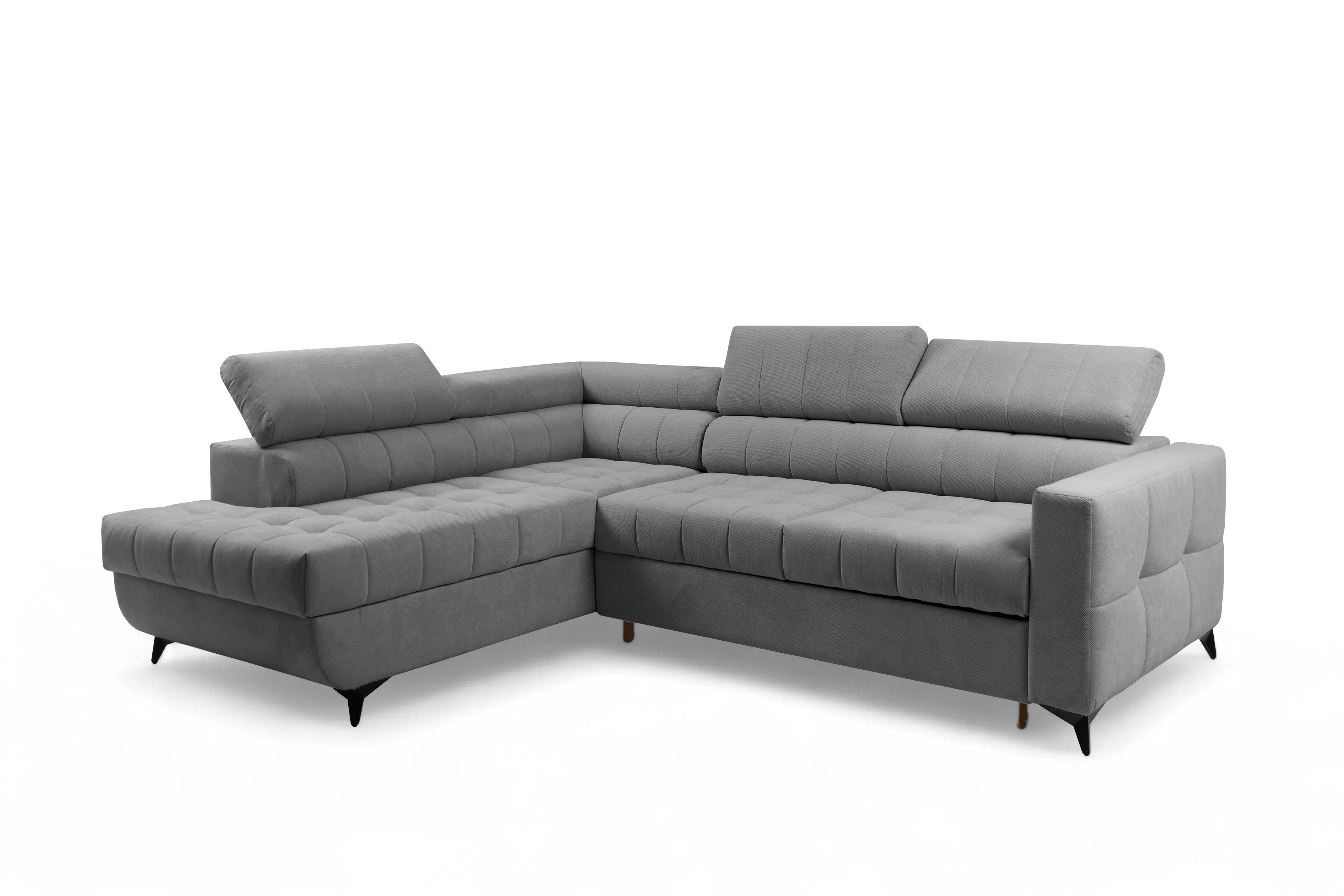 Rozkladacia rohová sedacia súprava Nardo L ľavá - sivý plyš Pretty 17 Rohová sedacia súprava Nardo L s funkciou spánku Ľavá strana - šedý plusz Pretty 17 