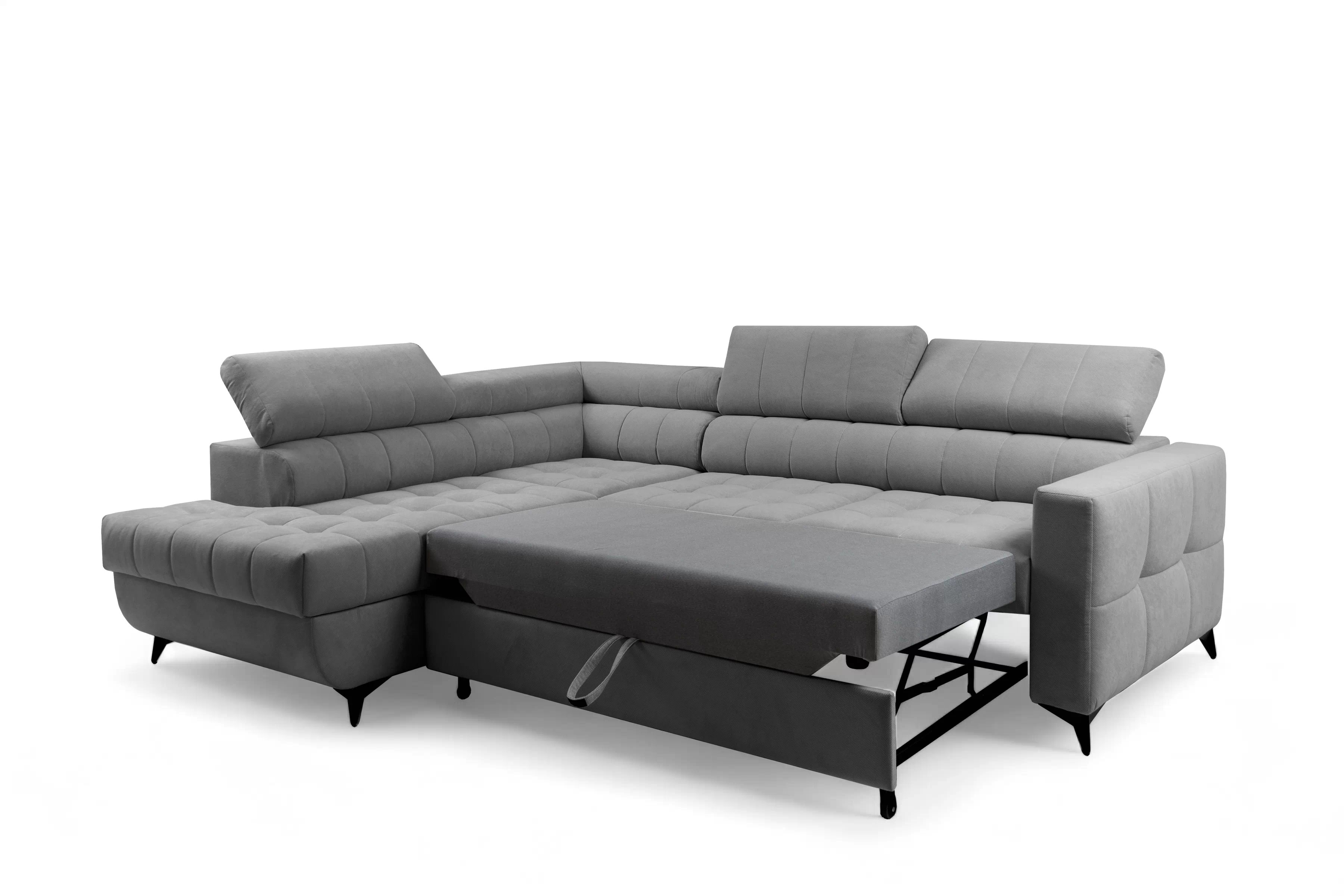 Rozkladacia rohová sedacia súprava Nardo L ľavá - sivý plyš Pretty 17 Rohová sedacia súprava Nardo L s funkciou spánku Ľavá strana - šedý plusz Pretty 17 