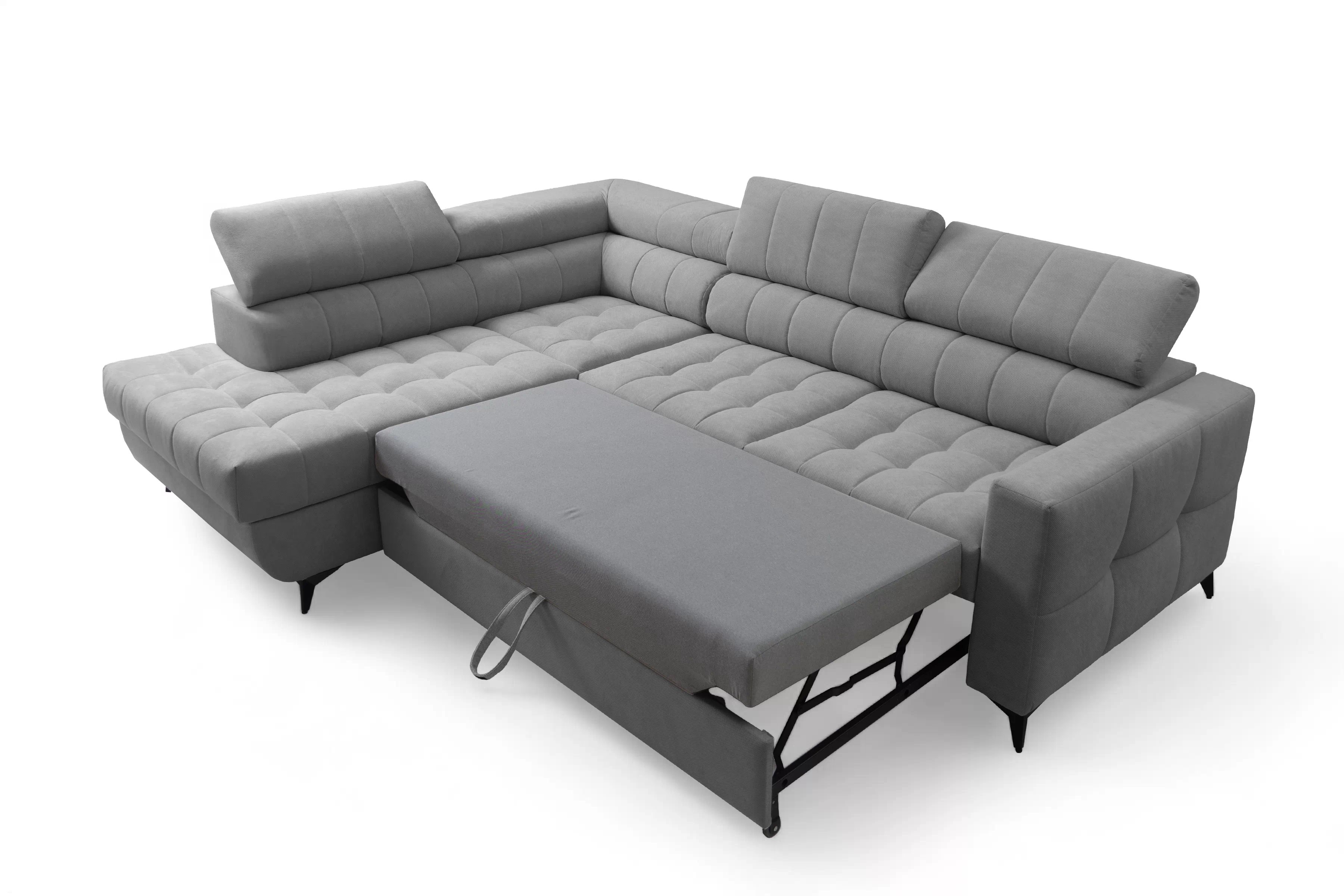 Rozkladacia rohová sedacia súprava Nardo L ľavá - sivý plyš Pretty 17 Rohová sedacia súprava Nardo L s funkciou spánku Ľavá strana - šedý plusz Pretty 17 