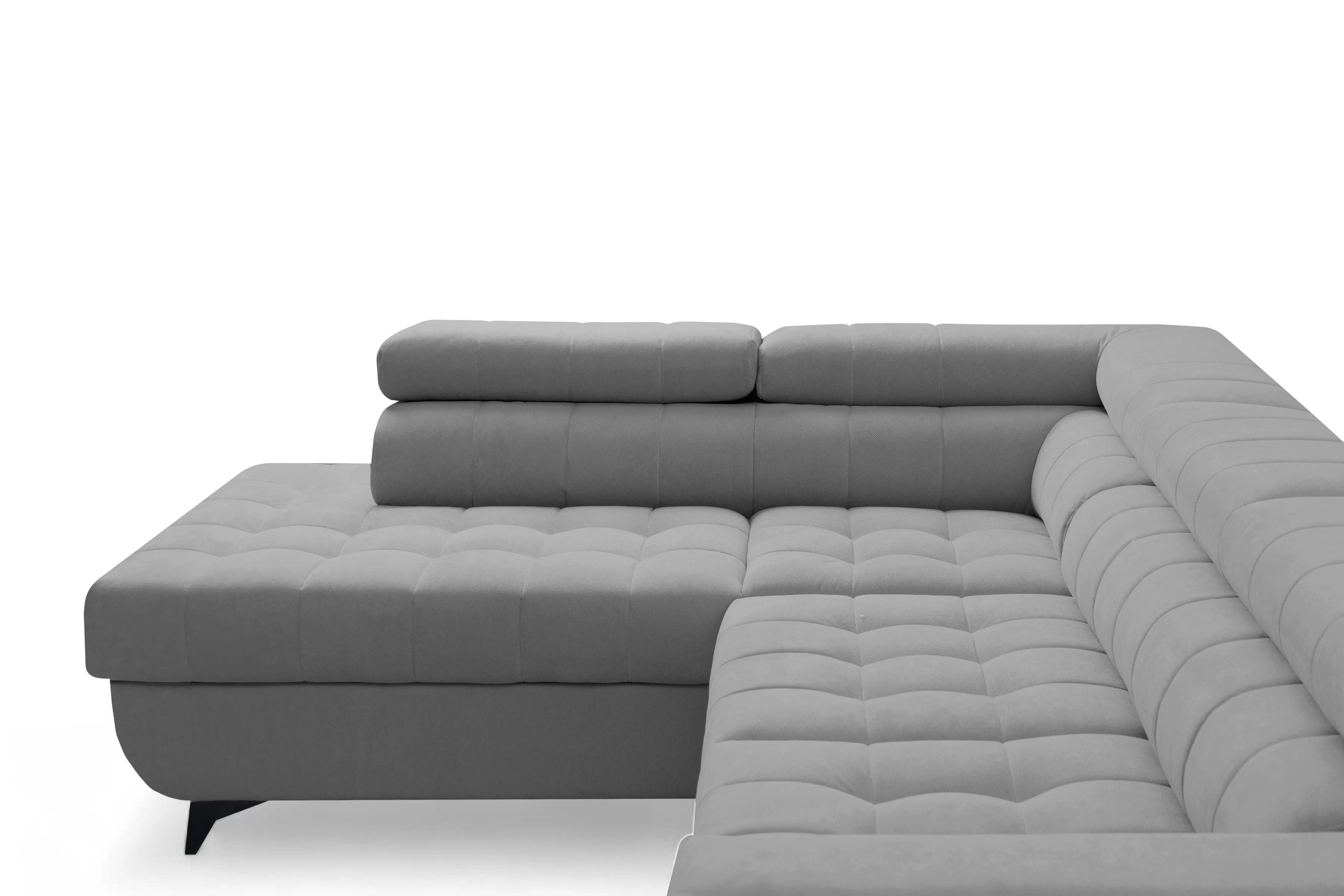 Rozkladacia rohová sedacia súprava Nardo L ľavá - sivý plyš Pretty 17 Rohová sedacia súprava Nardo L s funkciou spánku Ľavá strana - šedý plusz Pretty 17 